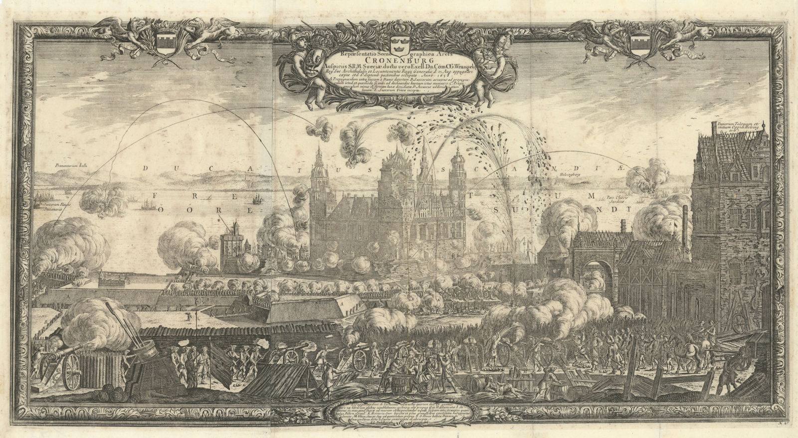 Repraesentatio Scenographica Arcis Cronenburg. Siege of Kronborg. DAHLBERGH 1696