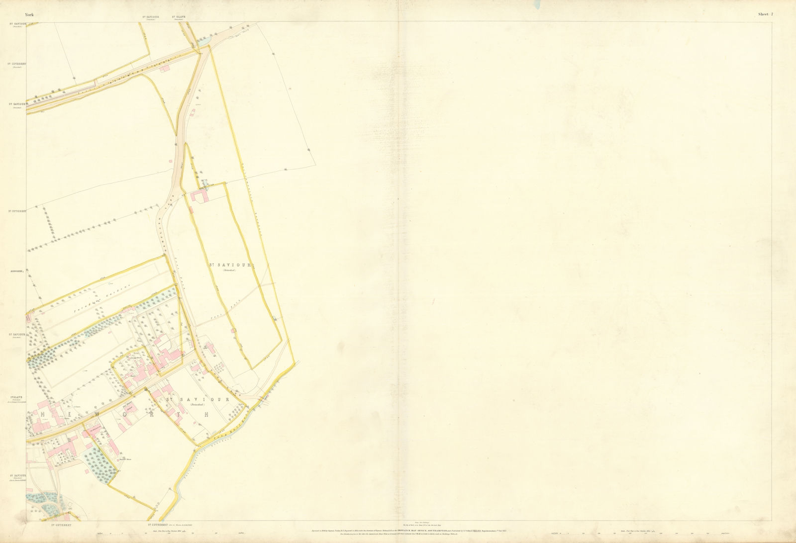 Associate Product City of York #7 Heworth Heworth Without. Ordnance Survey 1852 old antique map