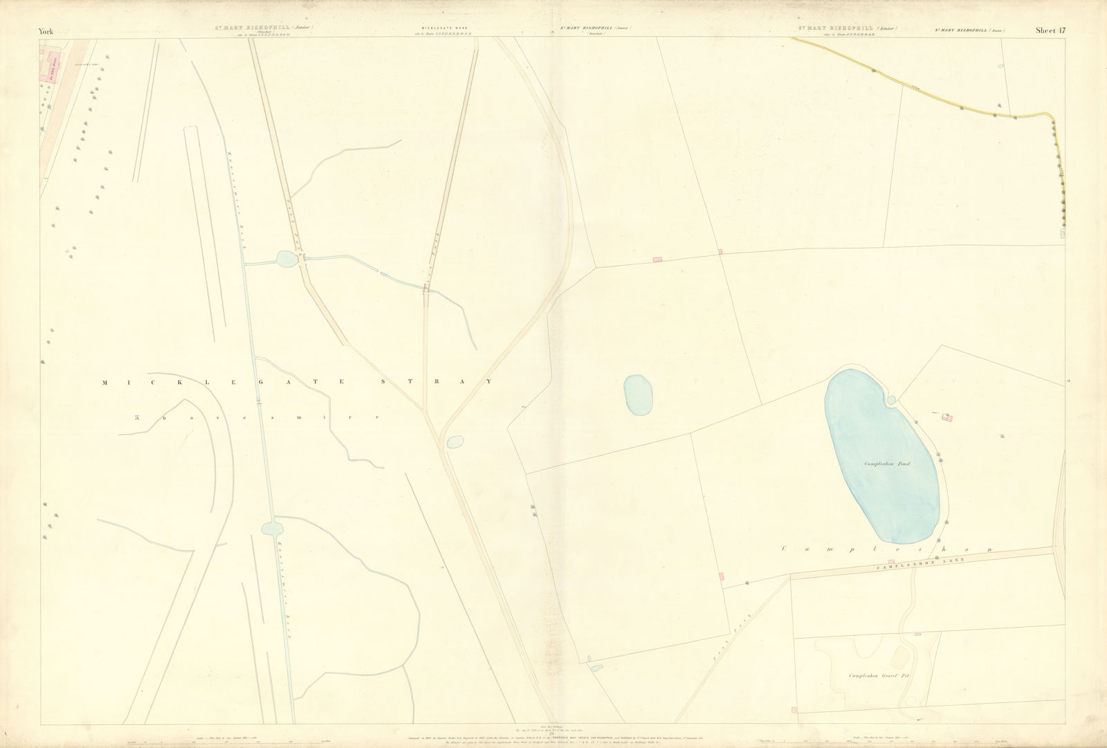 Associate Product City of York #17 Knavesmire Scarcroft Terraces South Bank. OS 1852 old map