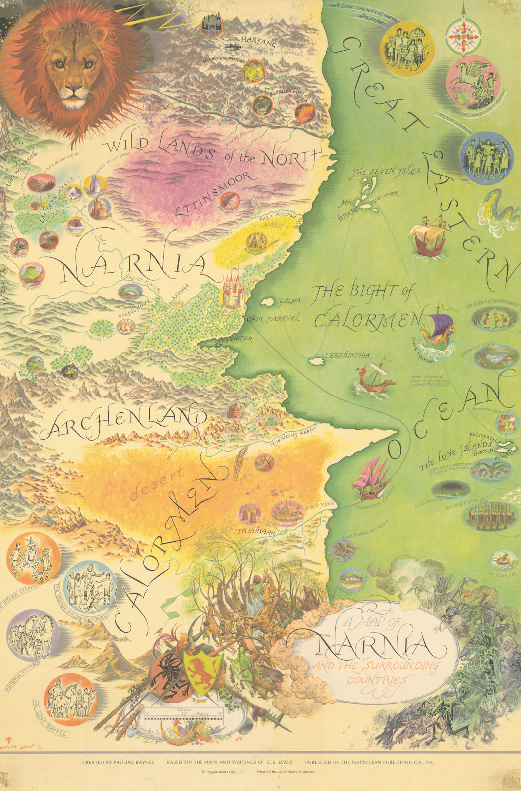 Map of Narnia & the surrounding countries by Pauline Baynes. 50x76cm poster 1972