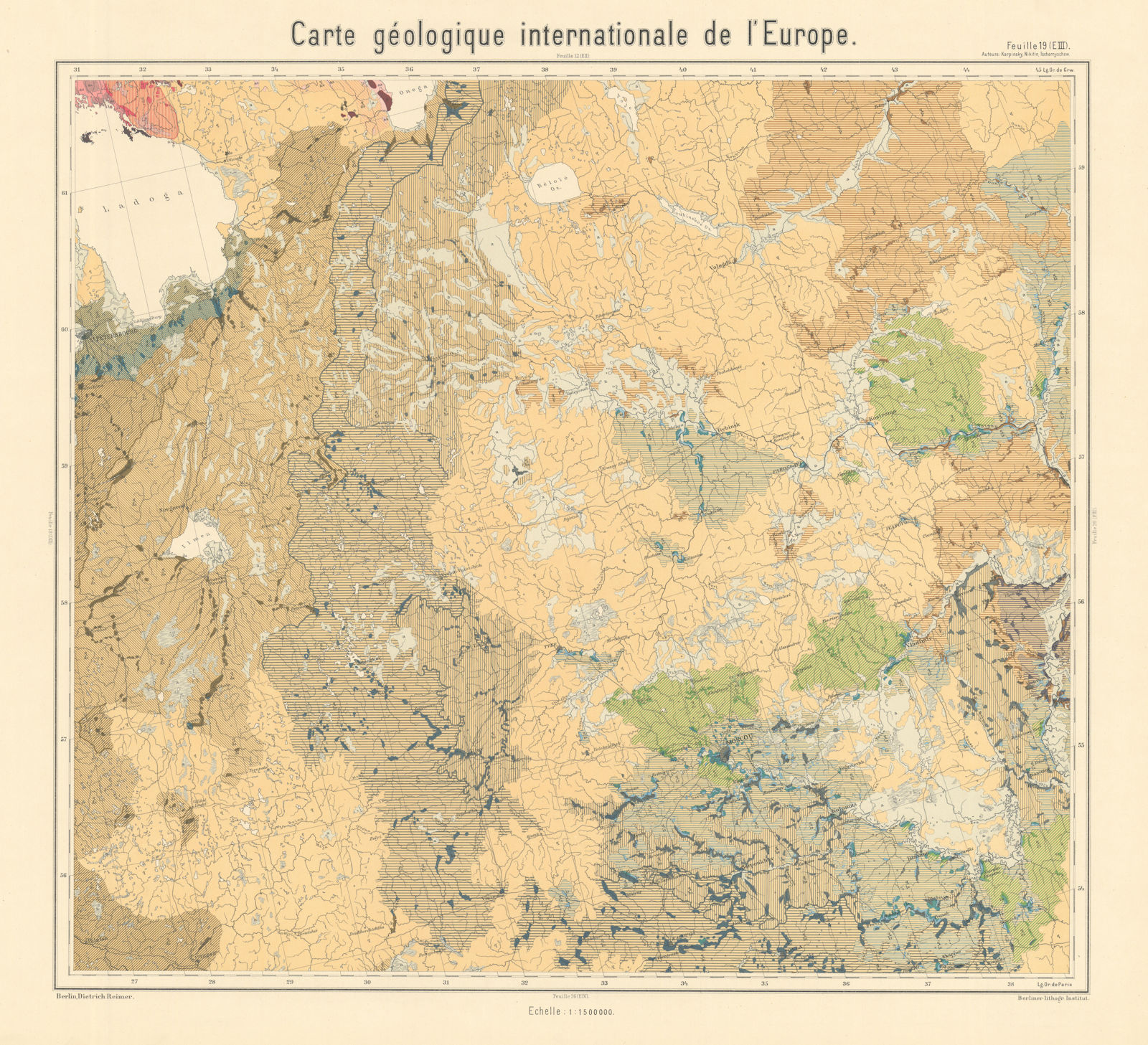 Associate Product Geological map Western Russia - St Petersburg & Moscow. BEYSCHLAG 1902 old