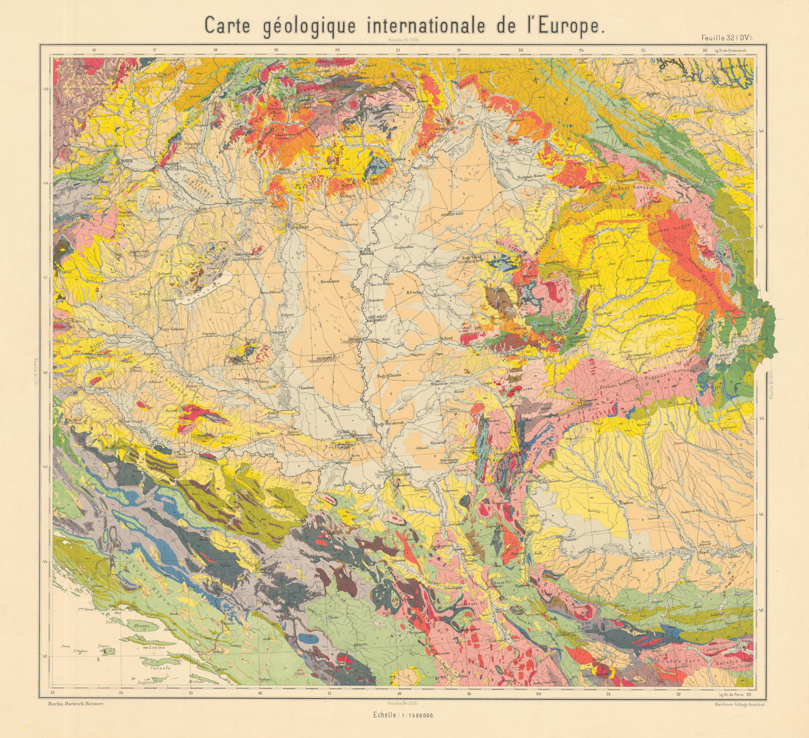 Associate Product Geological map SE Europe. Bosnia Hungary Serbia Romania. BEYSCHLAG 1898