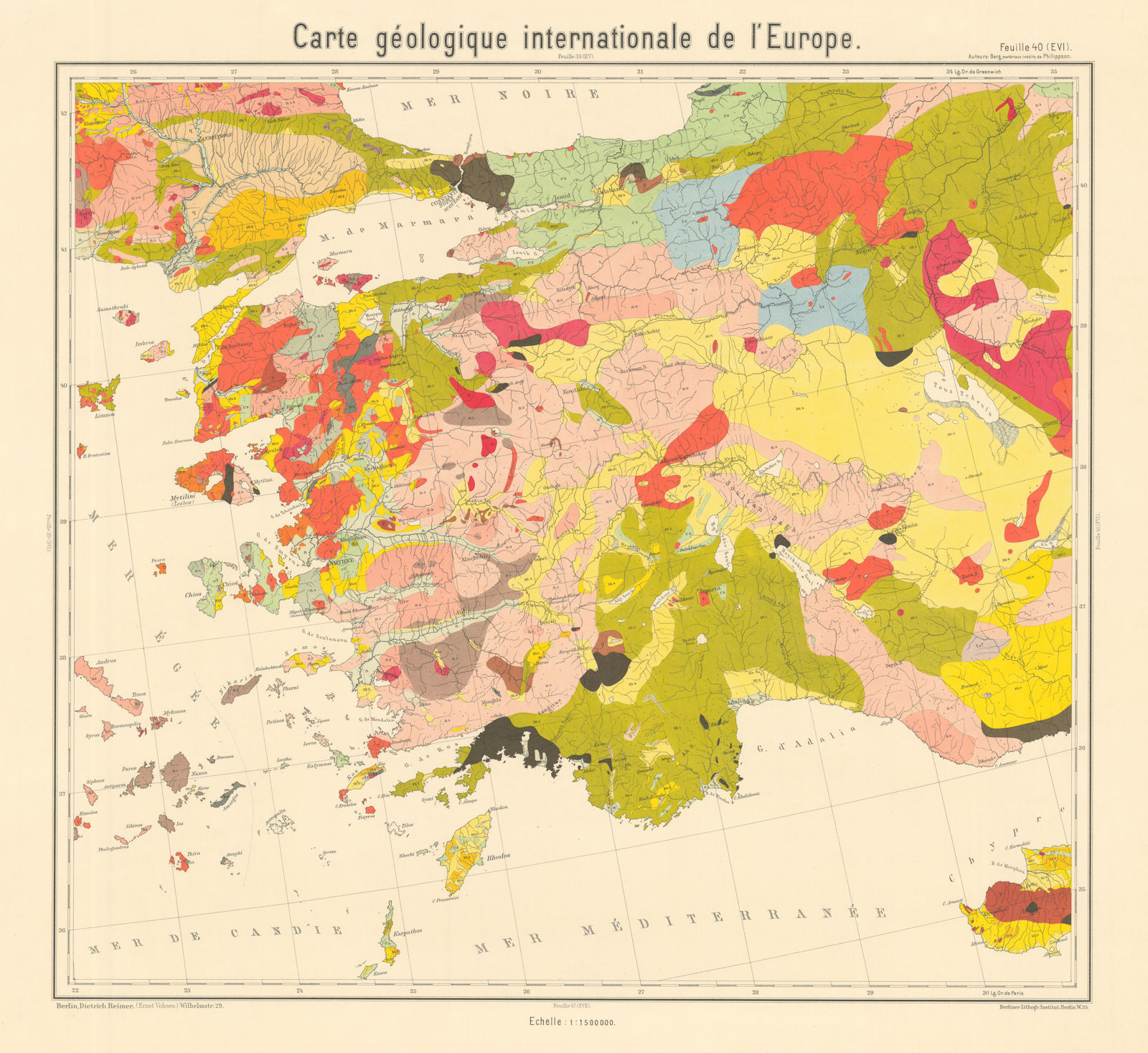 Associate Product Geological map Western Anatolia & the Aegean. Turkey Greece. BEYSCHLAG 1911