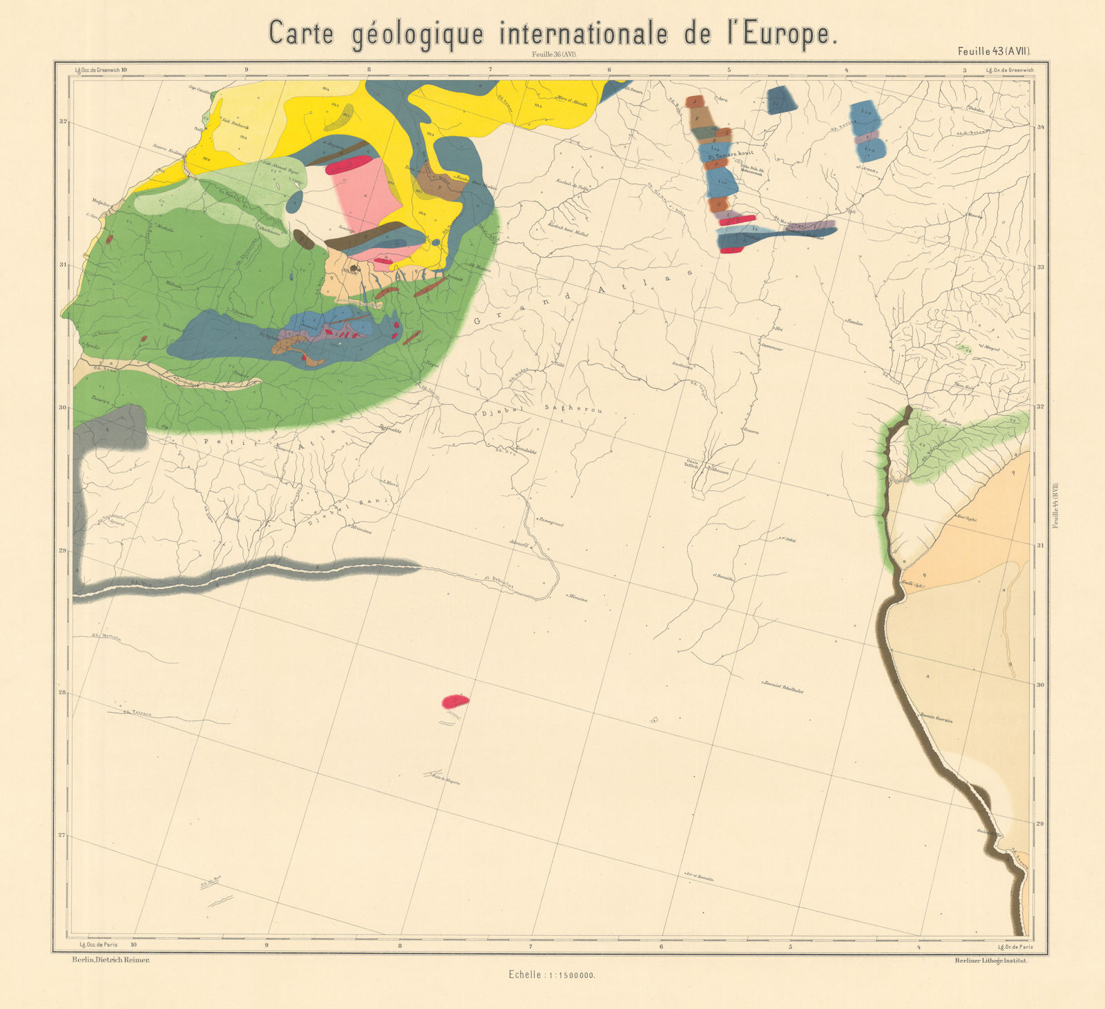 Associate Product Geological map Southern Morocco & western Algeria. Sahara. BEYSCHLAG 1905