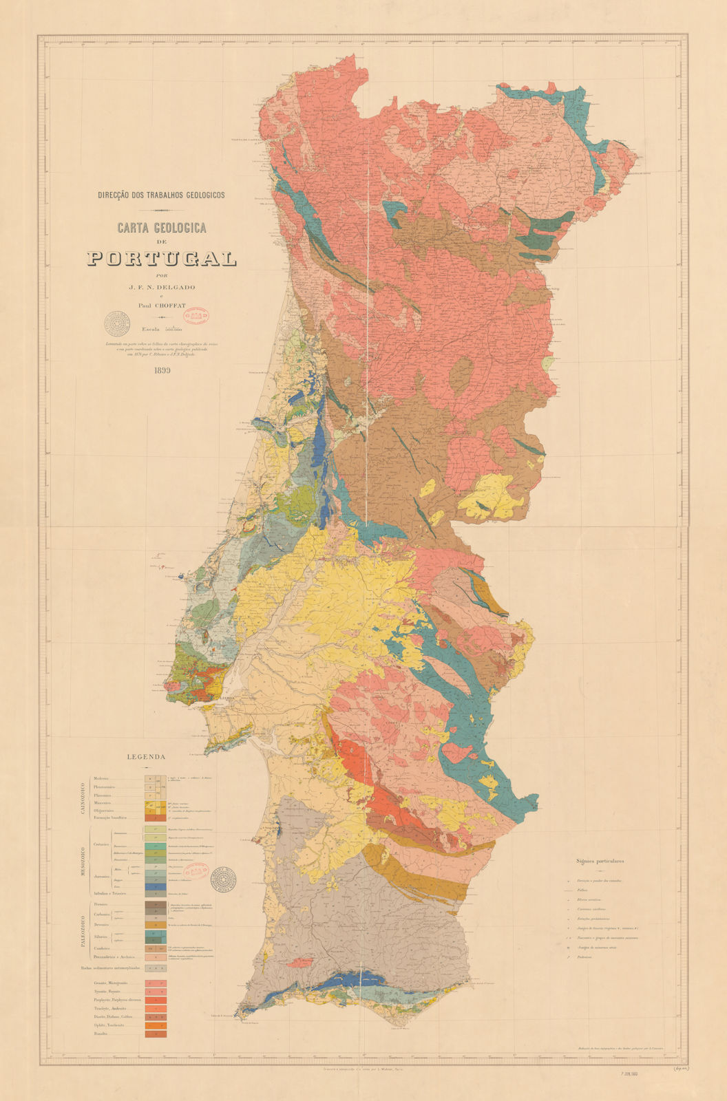 Associate Product Carta Geologica de Portugal by J.F.N. Delgado & Paul Choffat. 130x85cm 1899 map