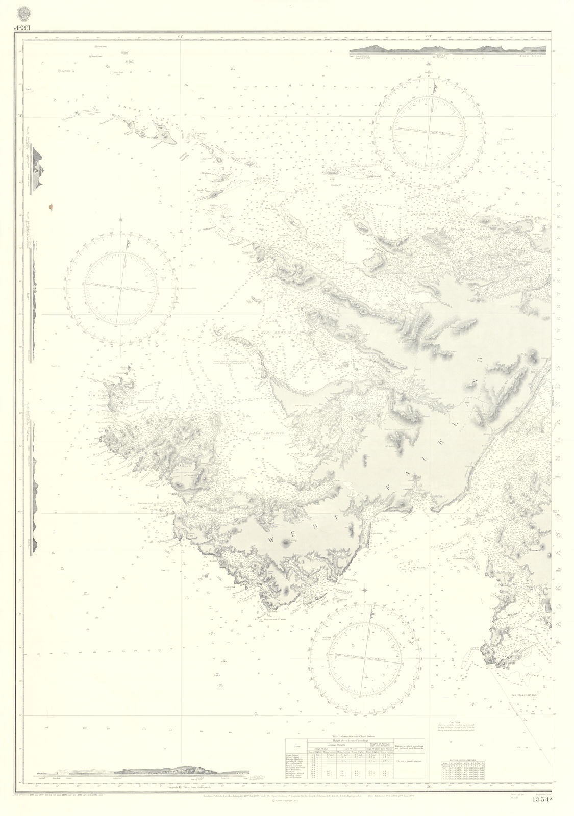 West Falkland. Falkland Islands. Admiralty sea chart #1354A. 1884 (1981) map