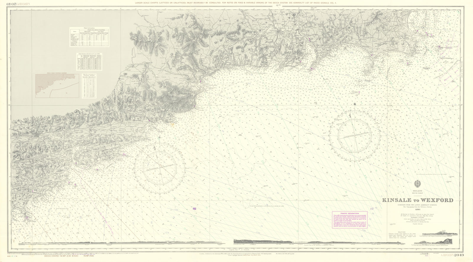 Ireland. South Coast. Kinsale-Wexford. Admiralty chart #2049. 1890 (1979) map