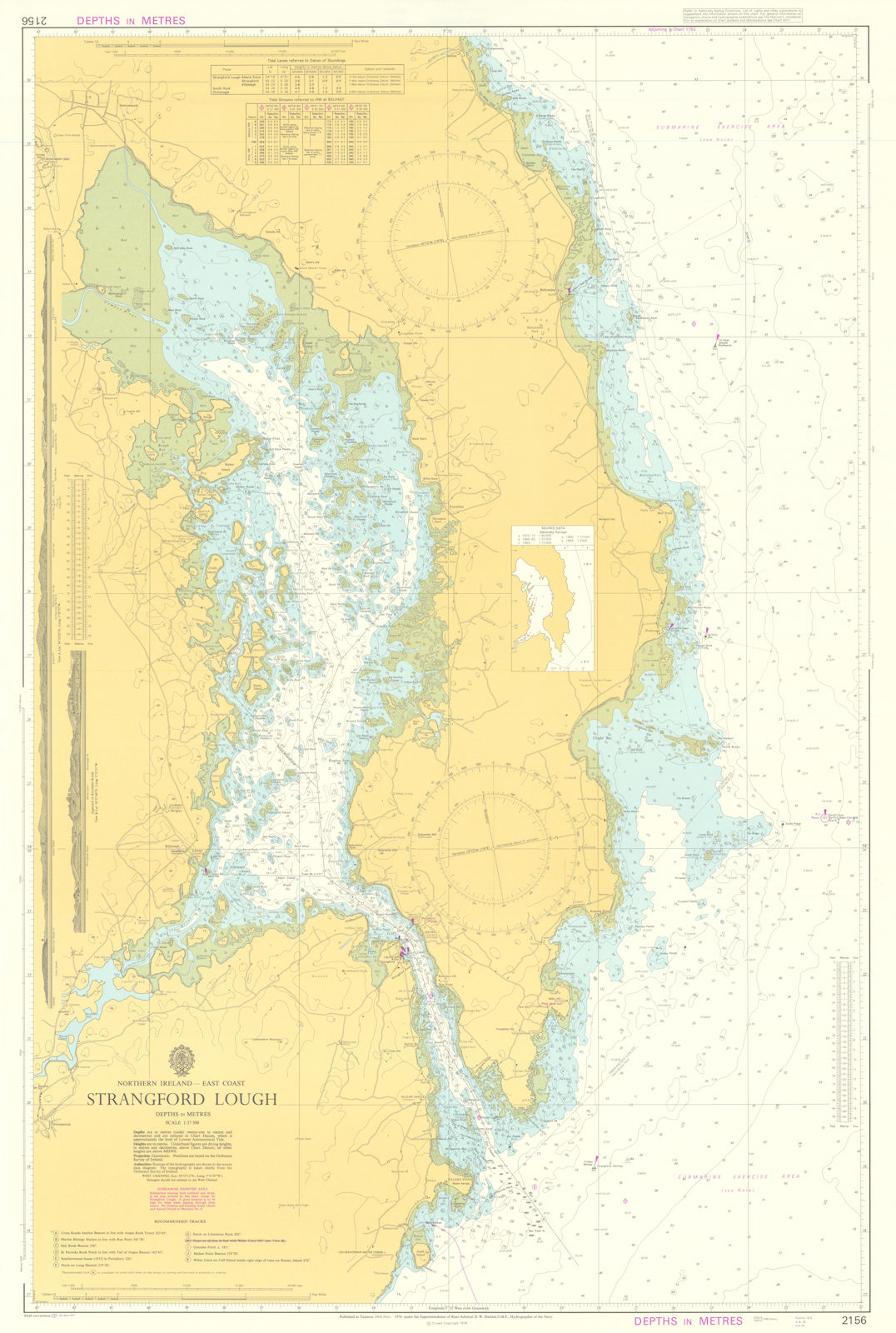 Northern Ireland - Strangford Lough. Admiralty sea chart #2156. 1976 (1978) map