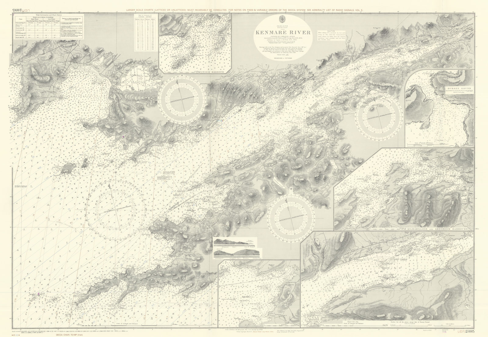 Ireland South Coast - Kenmare River. Admiralty chart #2495. 1857 (1974) map