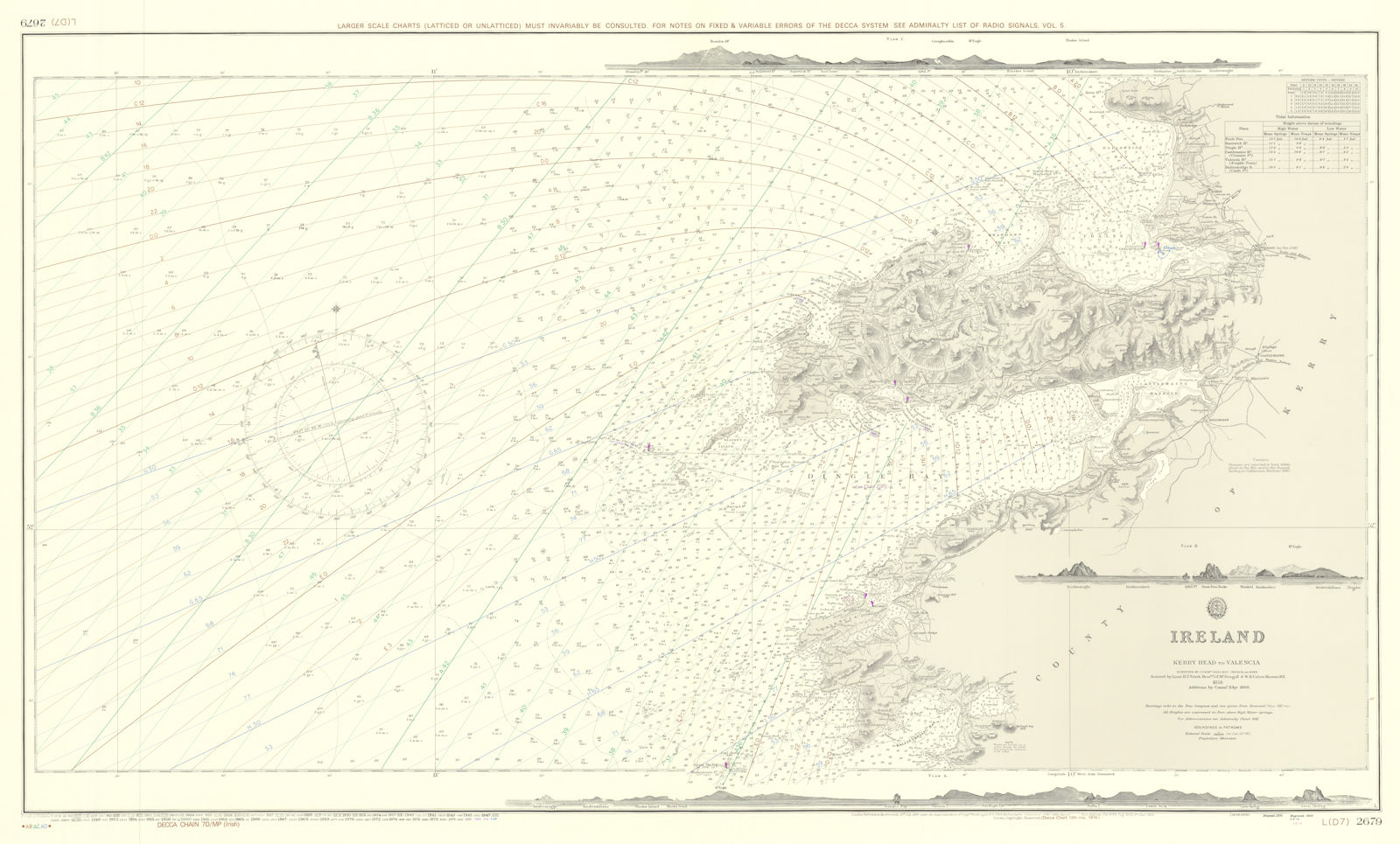 Ireland - Kerry Head to Valencia. Admiralty sea chart #2679. 1859 (1980) map