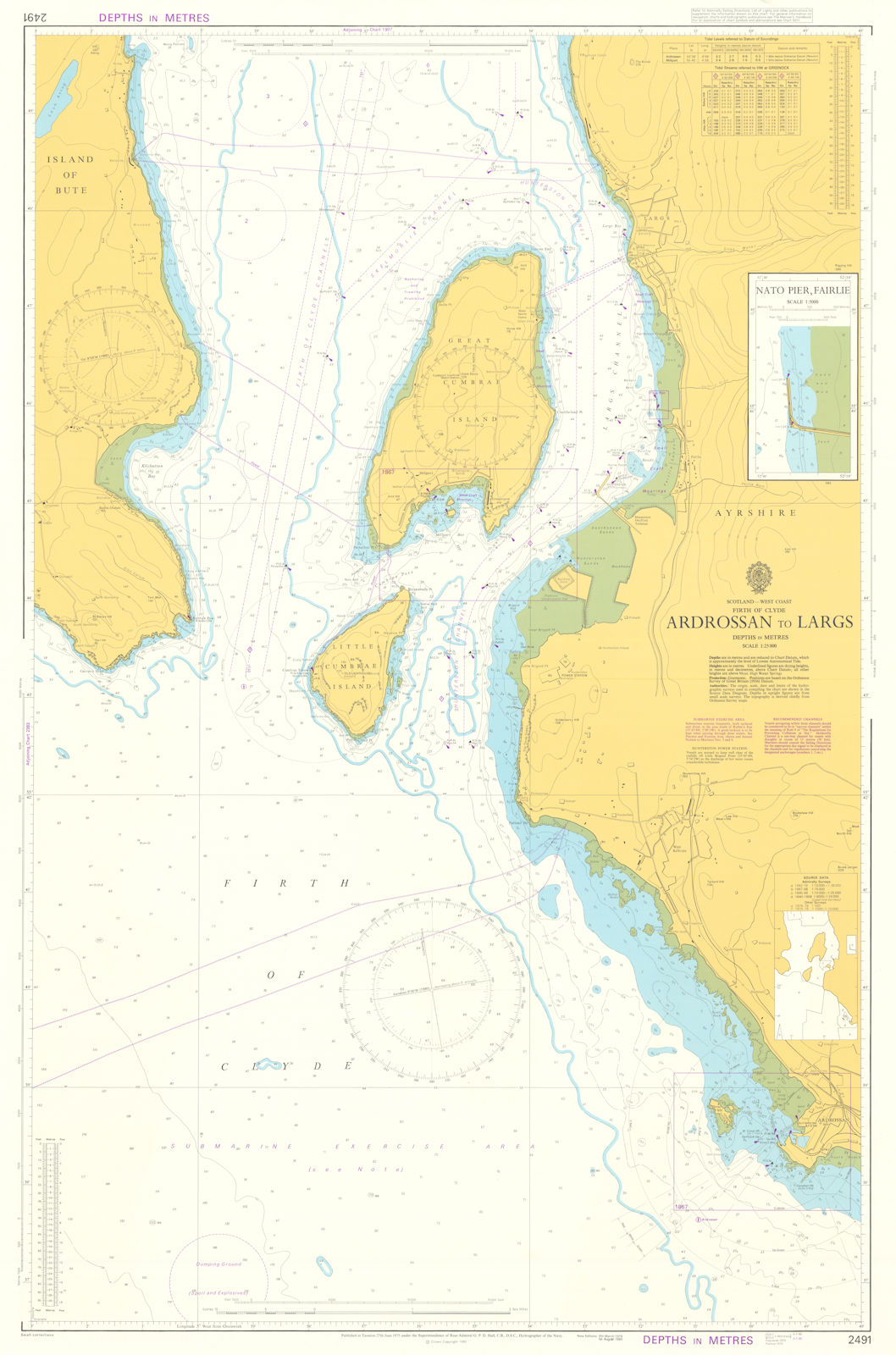 Scotland. West Coast. Ardrossan-Largs. Admiralty chart #2491. 1975 (1980) map