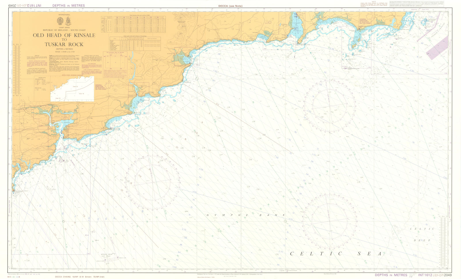 Ireland. Old Head of Kinsale-Tuskar Rock. Admiralty chart #2049. 1979 (1990) map