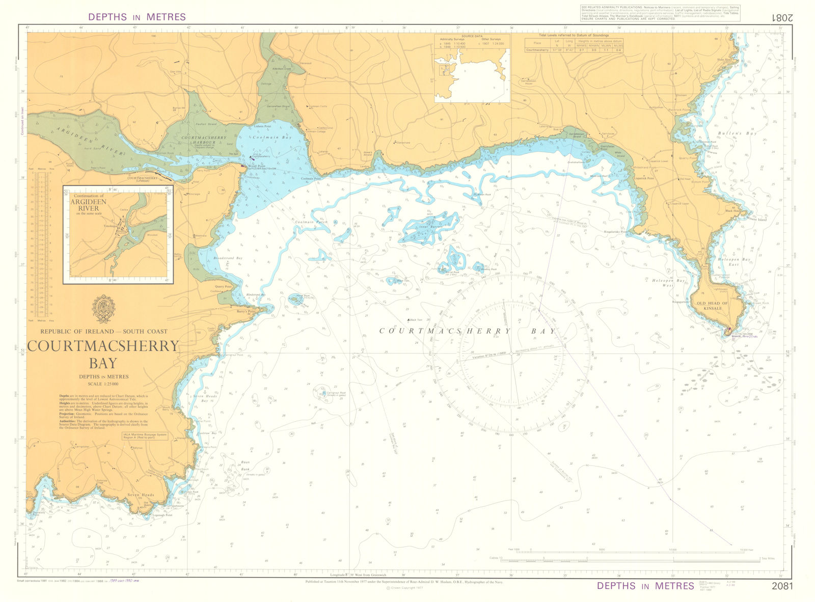 Ireland. South Coast. Courtmacsherry Bay. Admiralty chart #2081. 1977 (1990) map