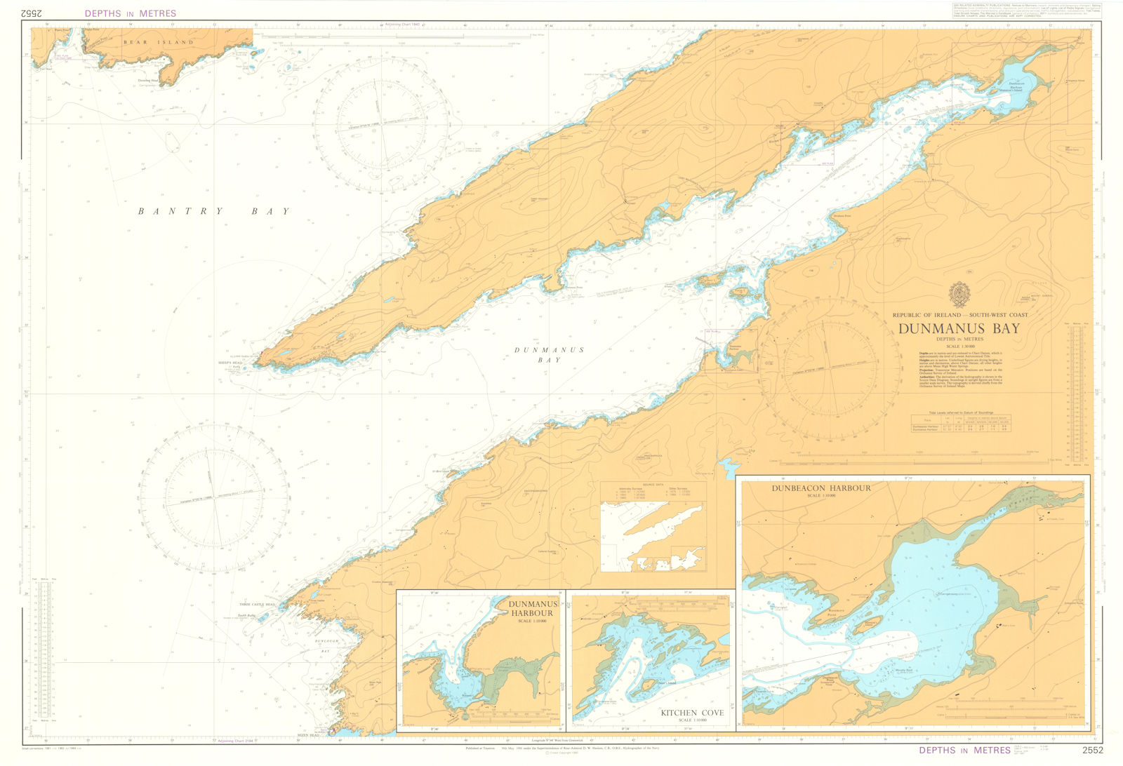 Ireland. South West Coast. Dunmanus Bay. Admiralty chart #2552. 1980 (1984) map