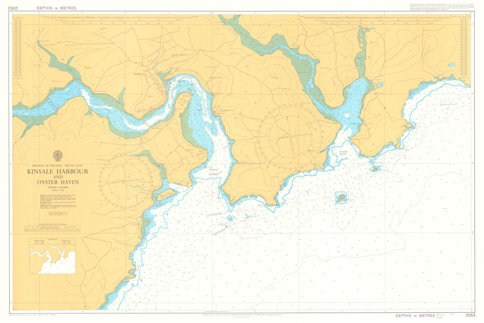 Ireland. Kinsale Harbour & Oyster Haven. Admiralty chart #2053. 1976 (1990) map