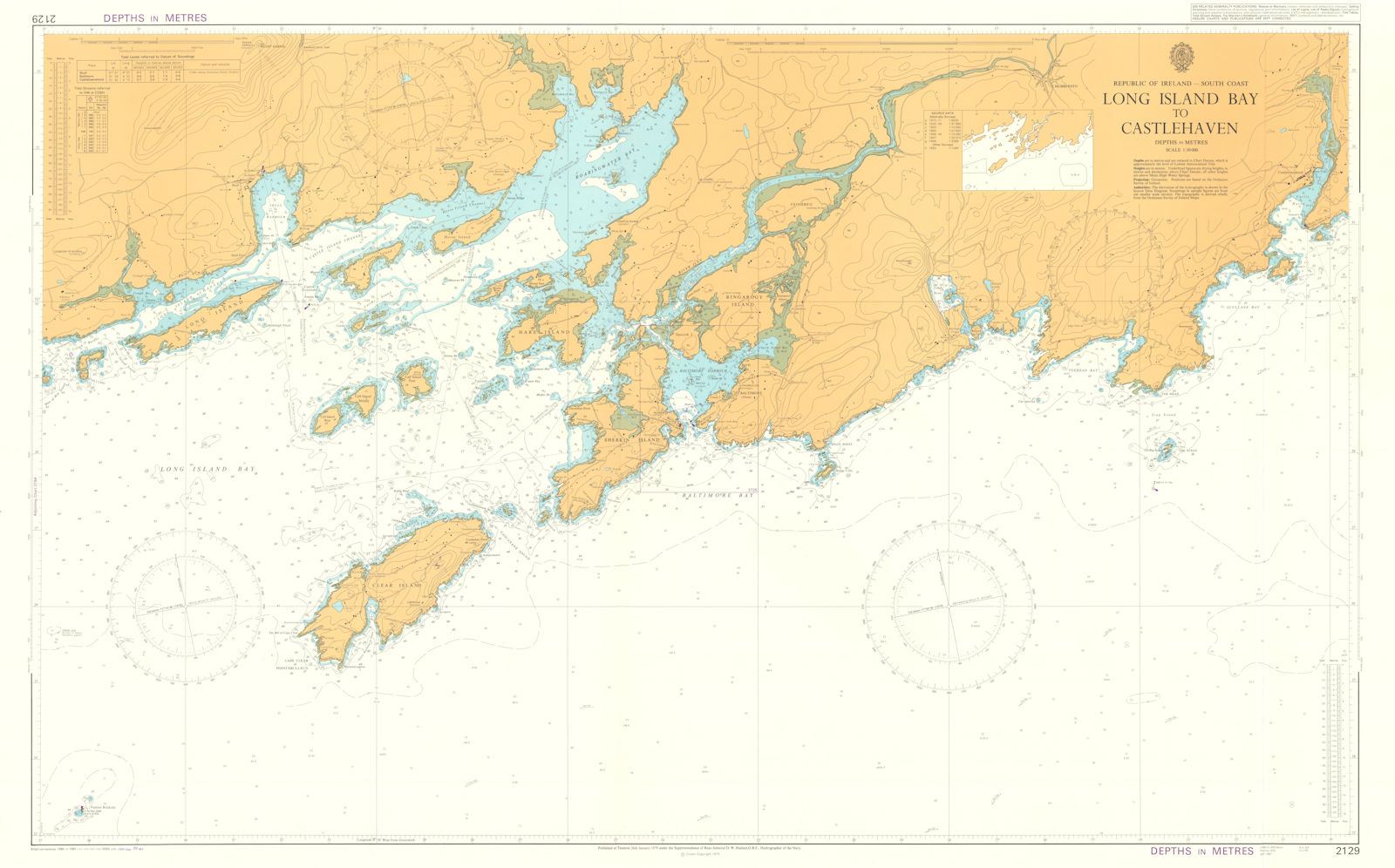 Ireland. Long Island Bay - Castlehaven. Admiralty chart #2129. 1979 (1991) map