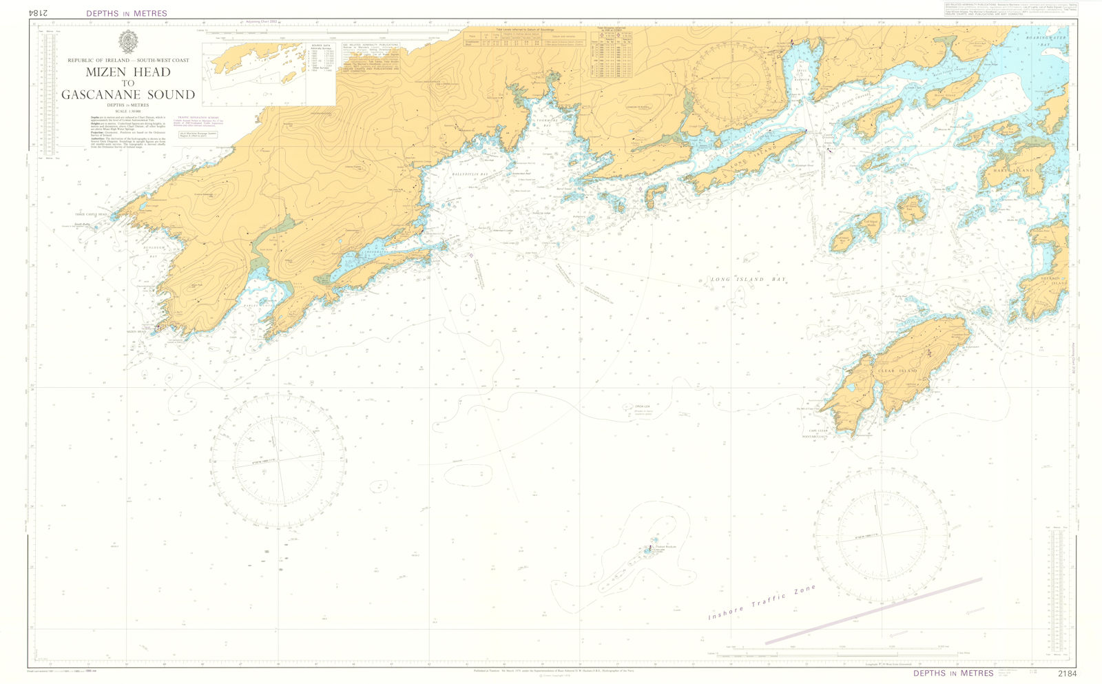 Ireland. Mizen Head - Gascanane Sound. Admiralty chart #2184. 1979 (1990) map