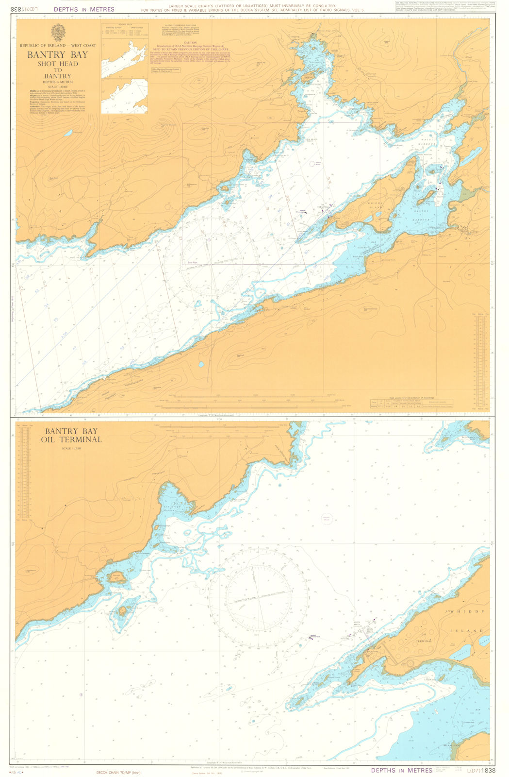 Shot Head - Bantry Bay Oil Terminal. Admiralty chart #1838. 1979 (1990) map