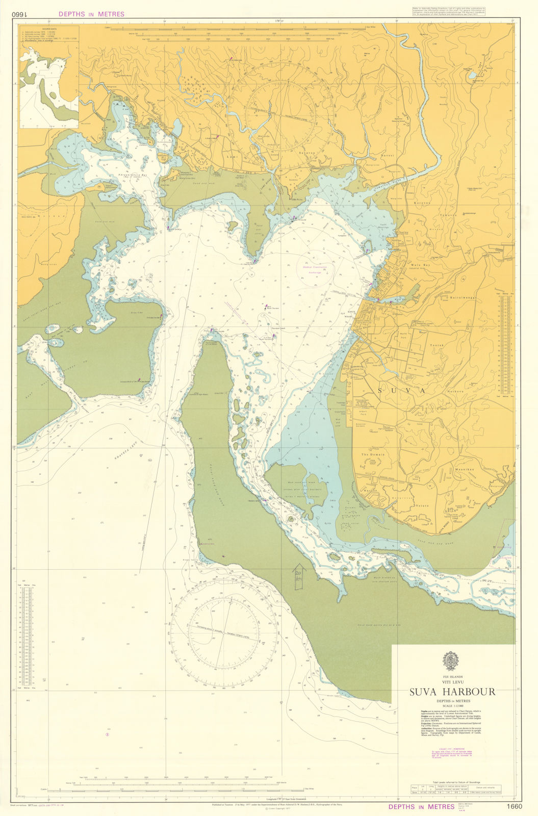 Fiji Islands. Viti Levu. Suva Harbour. Admiralty chart #1660. 1977 (1979) map