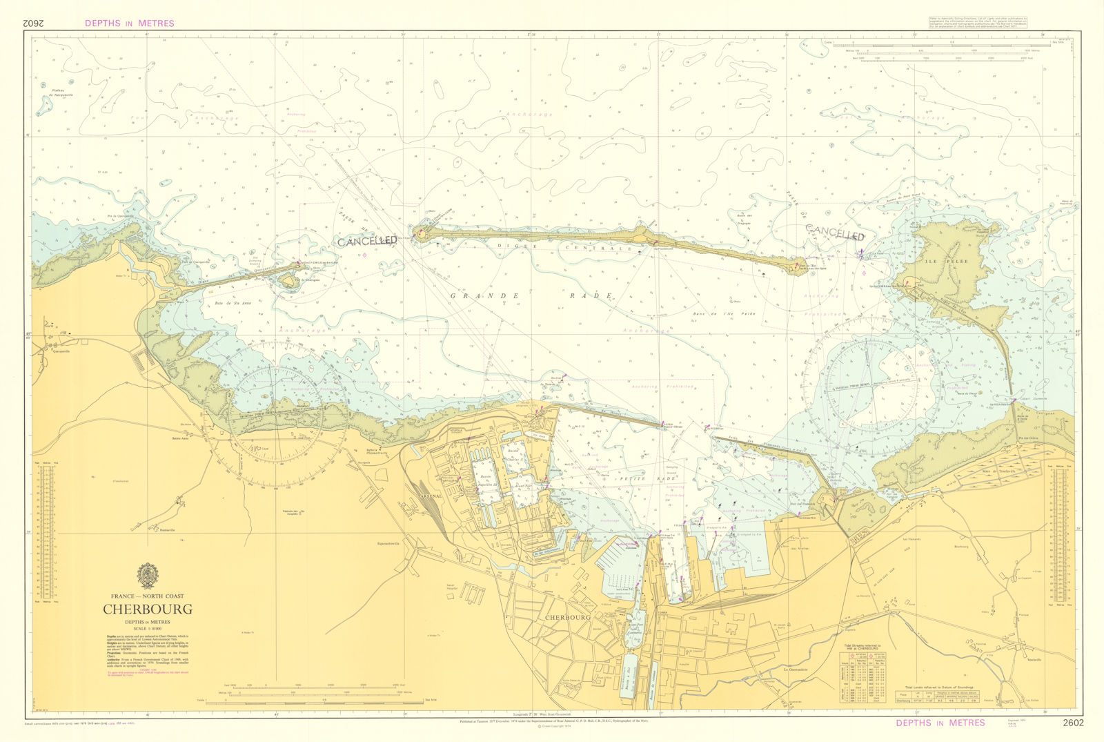 France - North Coast - Cherbourg. Admiralty sea chart #2602. 1974 (1978) map