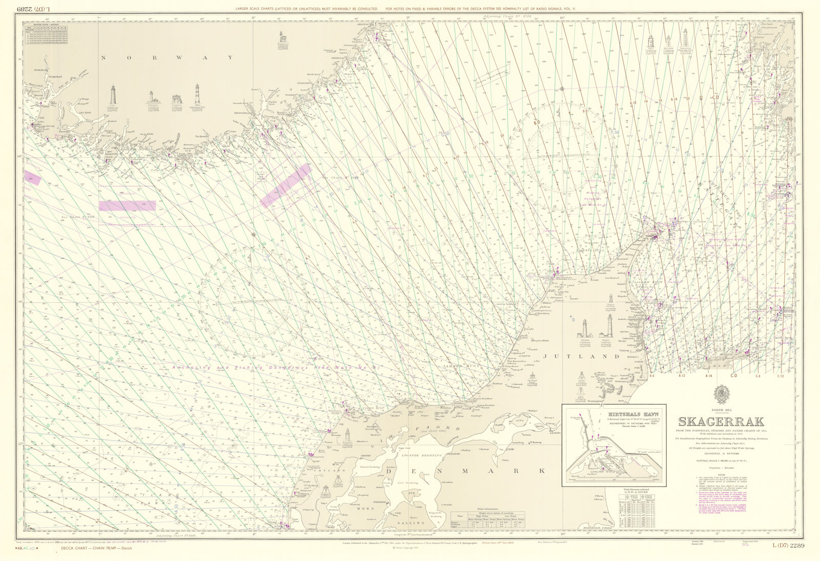 North Sea. Skagerrak. Norway - Denmark. Admiralty chart #2289. 1913 (1978) map