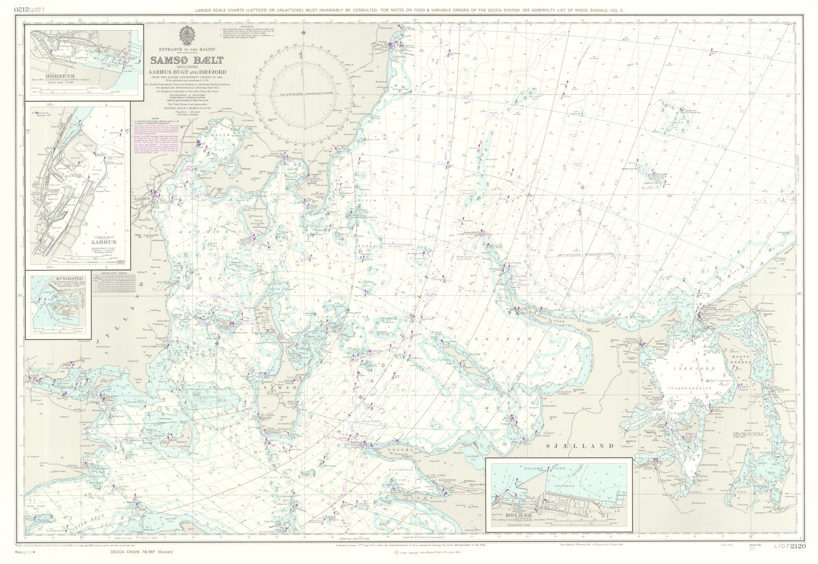 Samso Baelt. Aarhus Bugt. Isefjord. Admiralty chart #2120. 1965 (1979) old map