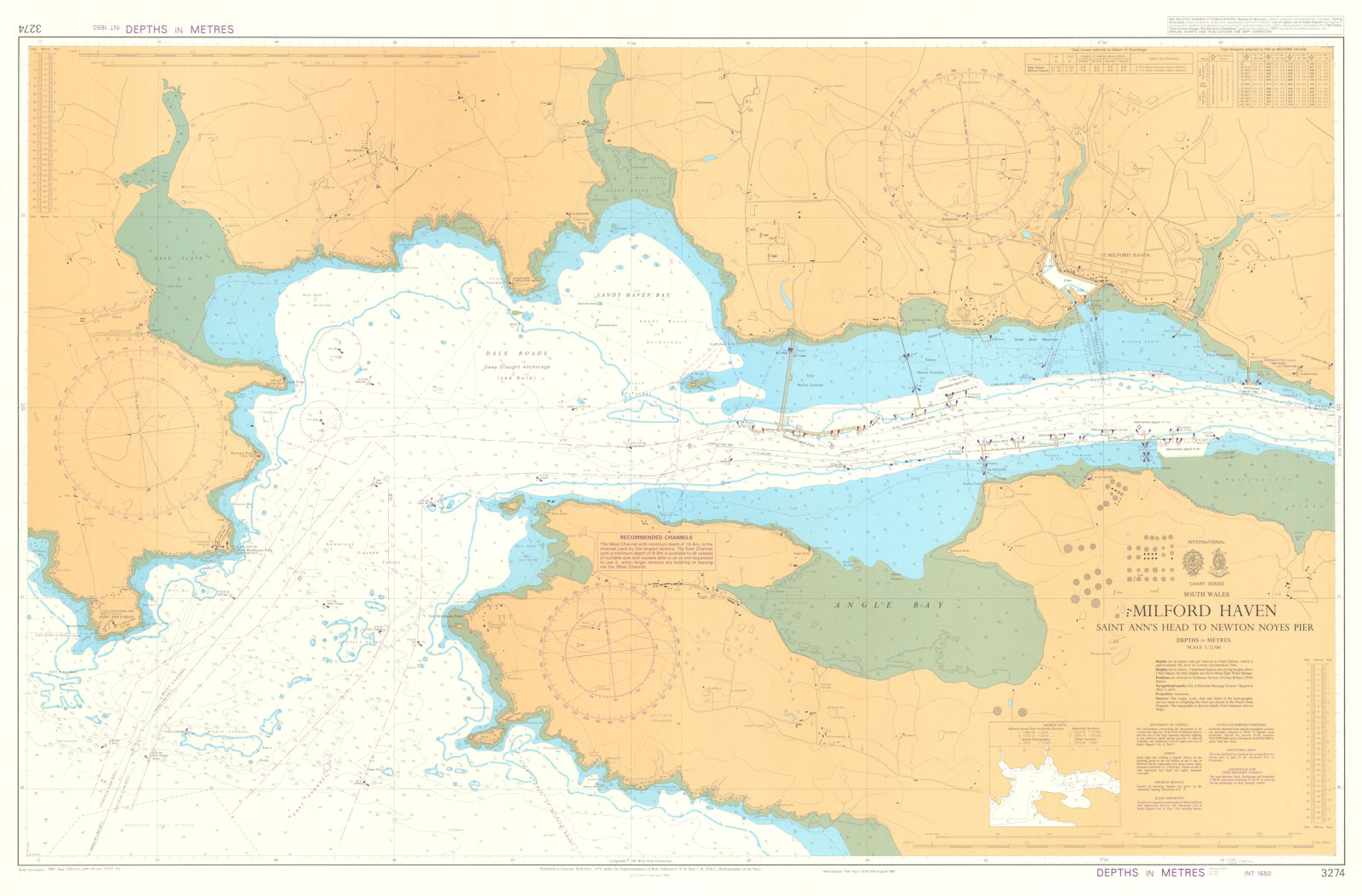 Milford Haven. St Ann's Head. Newton Admiralty chart #3274. 1974 (1990) map