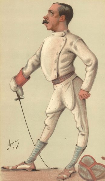 Associate Product VANITY FAIR SPY CARTOON. Lt-Col Henry Stracey 'Henry'. Fencing. By Ape. 1880
