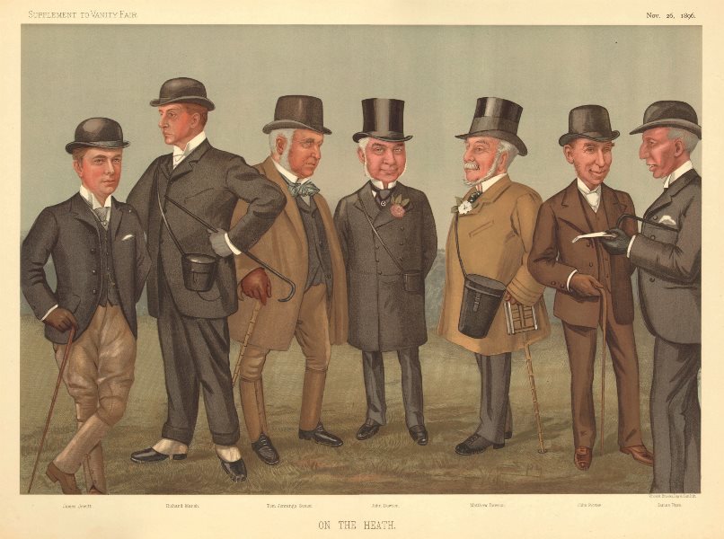 Associate Product SPY CARTOON. Group of racehorse owners and trainers 'On the Heath'. Racing. 1896