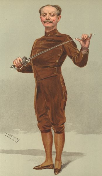 Associate Product SPY CARTOON. Egerton Castle 'His pen is mightier than his sword' Fencing 1905