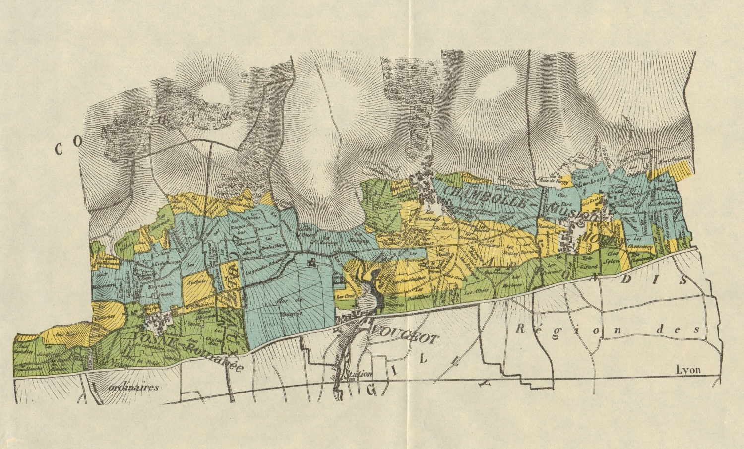 Associate Product BURGUNDY BOURGOGNE VINEYARD MAP Nuits Morey Chambolle Vougeot Flagey RODIER 1920