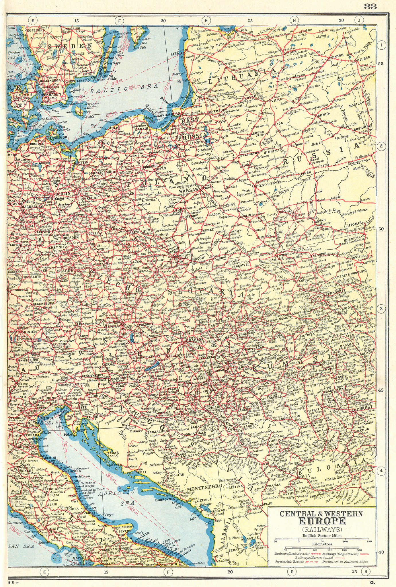 Associate Product EASTERN EUROPE. Showing Railways & steamship routes. East sheet 1920 old map