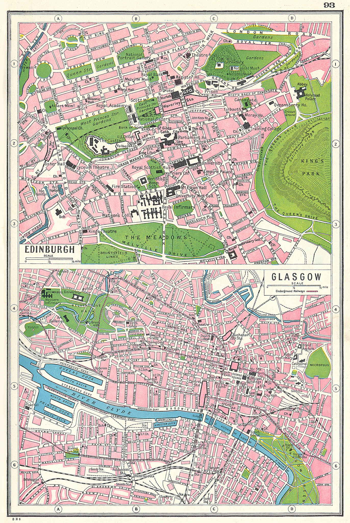 Associate Product SCOTLAND. Edinburgh Glasgow town plans. HARMSWORTH 1920 old antique map chart