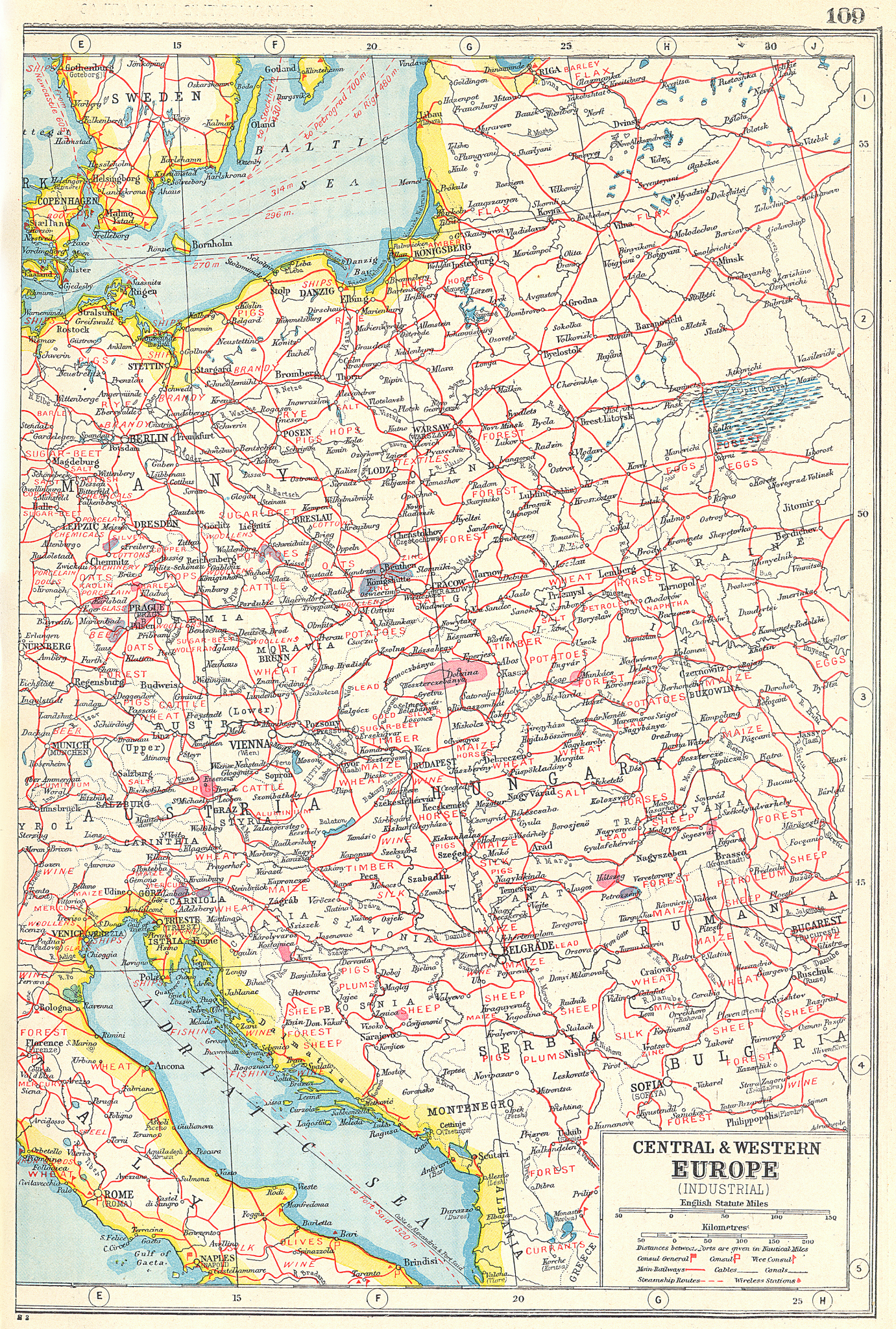 Associate Product EAST EUROPE AGRICULTURAL/INDUSTRIAL.Products.Austria Hungary Germany 1920 map
