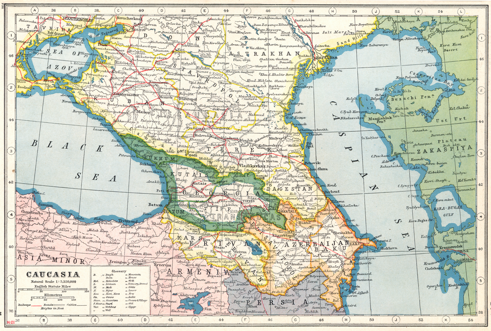 Associate Product CAUCASIA CAUCASUS. Georgia Armenia Azerbaijan Russia Erivan. Eurasia 1920 map
