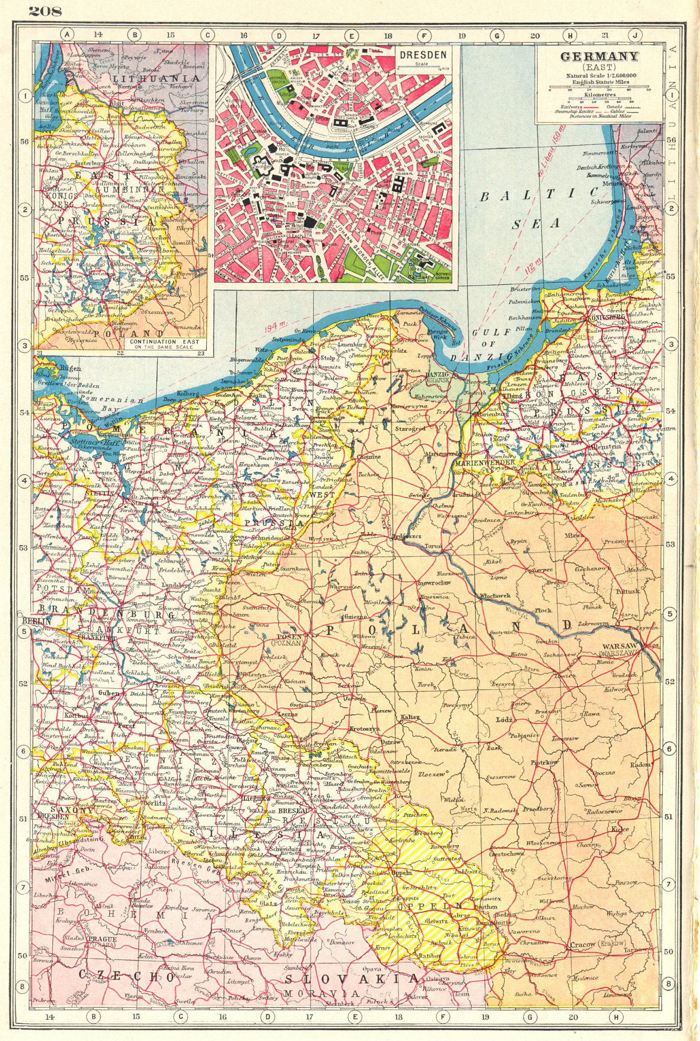 Associate Product GERMANY EAST. Prussia Poland Silesia; inset Dresden. HARMSWORTH 1920 old map