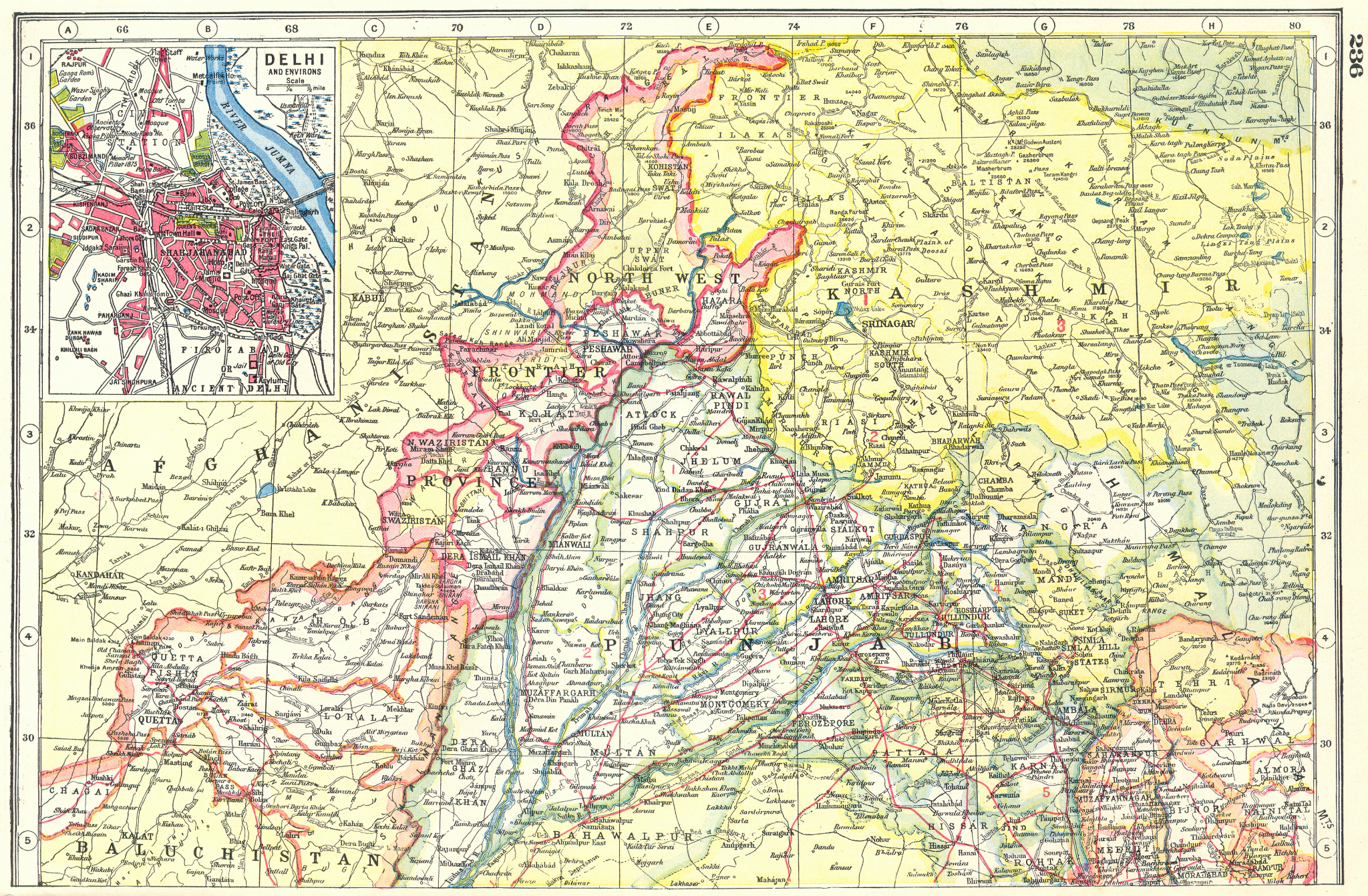 Associate Product INDIA PAKISTAN NORTH. Punjab Jammu Kashmir NW Frontier; Delhi plan 1920 map