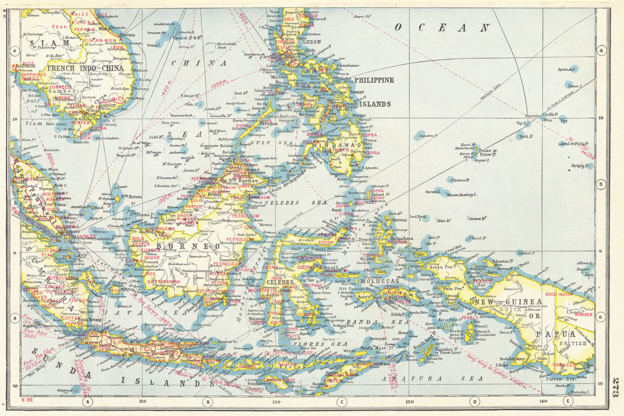Associate Product INDONESIA PHILIPPINES. South East Asia.Industrial showing key products 1920 map