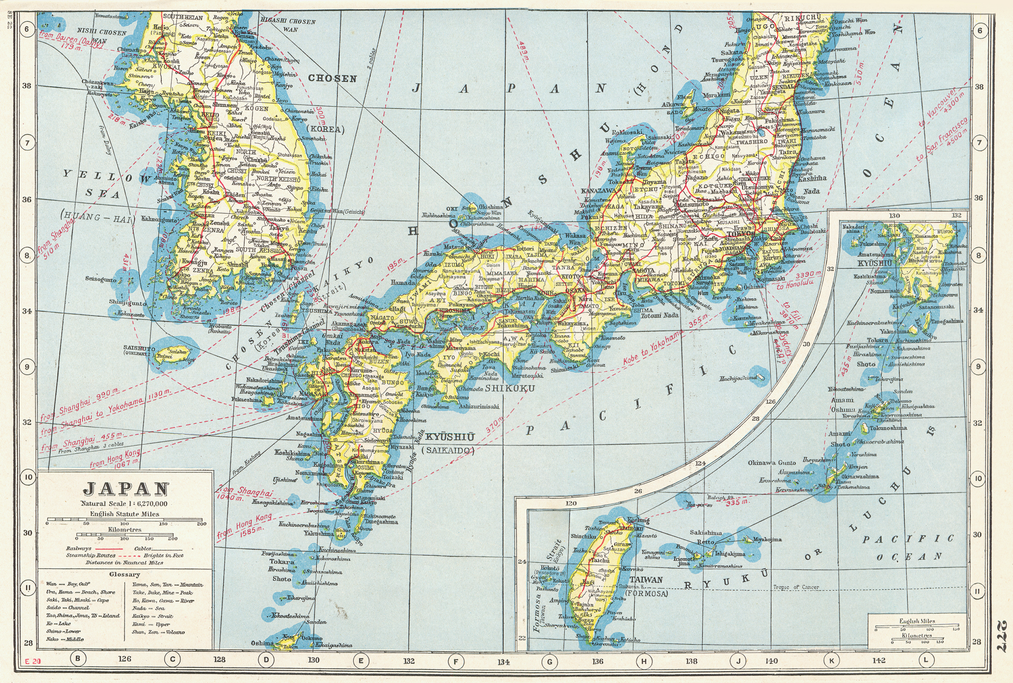SOUTHERN JAPAN KOREA & FORMOSA. South Korea Taiwan railways 1920 old map