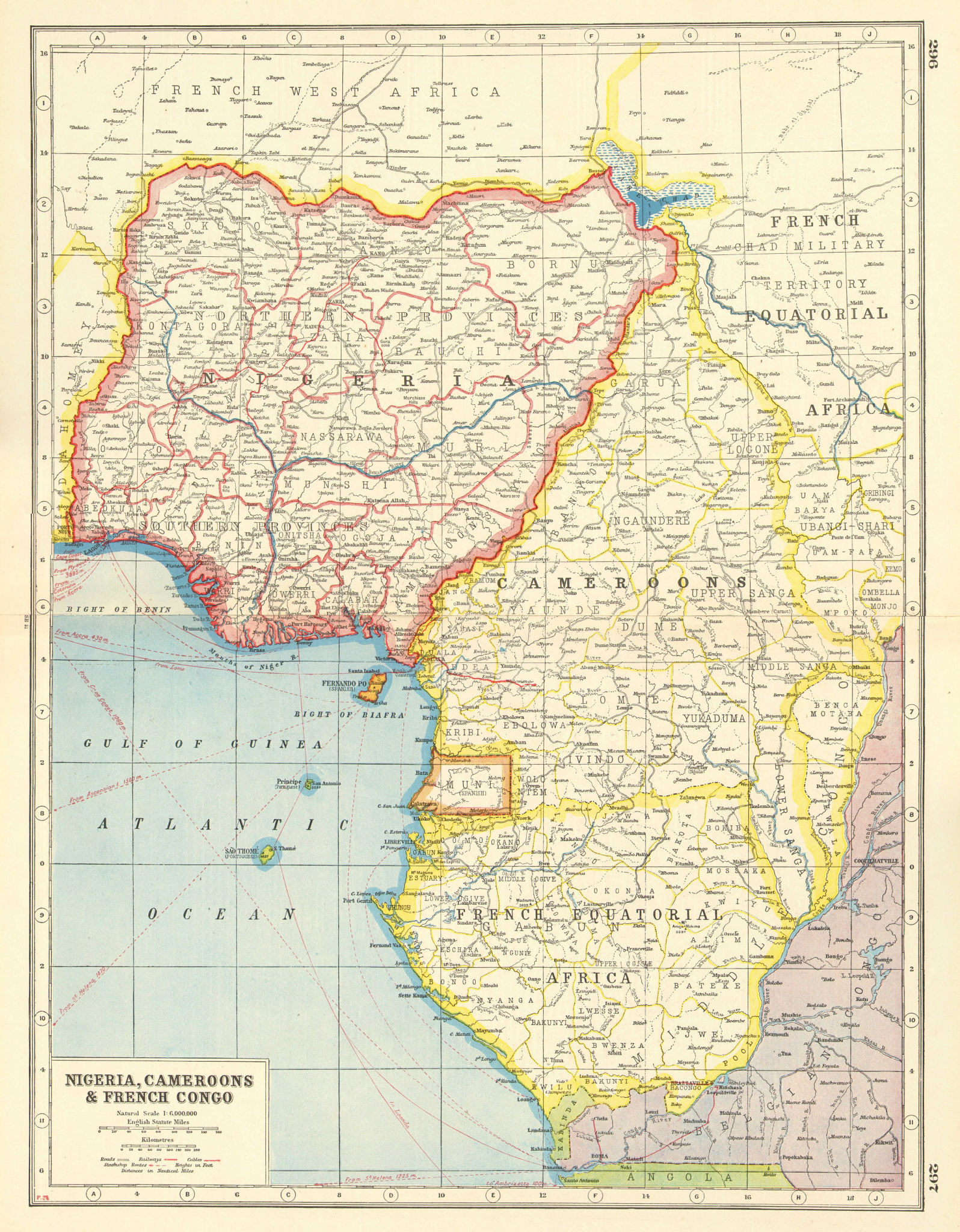 Associate Product GULF OF GUINEA. Nigeria Cameroon Muni French Equatorial Africa(Gabon) 1920 map