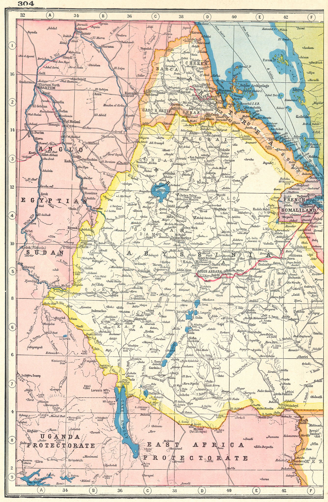 Associate Product ETHIOPIA. Eritrea Abyssinia French Somaliland Djibouti. HARMSWORTH 1920 map