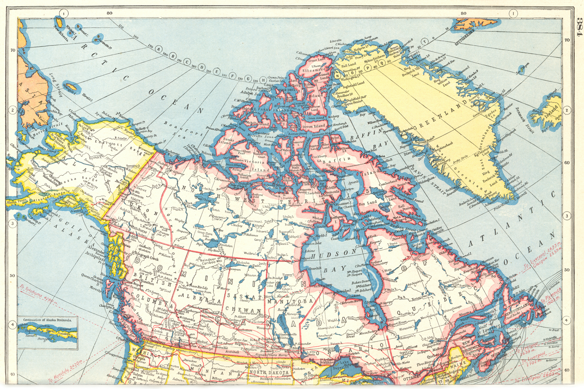Associate Product CANADA. Showing provinces. HARMSWORTH 1920 old antique vintage map plan chart