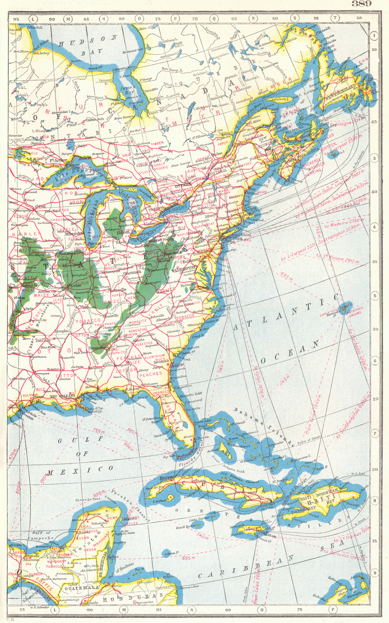 Associate Product NORTH AMERICA EAST. Showing Agricultural & Commercial products 1920 old map