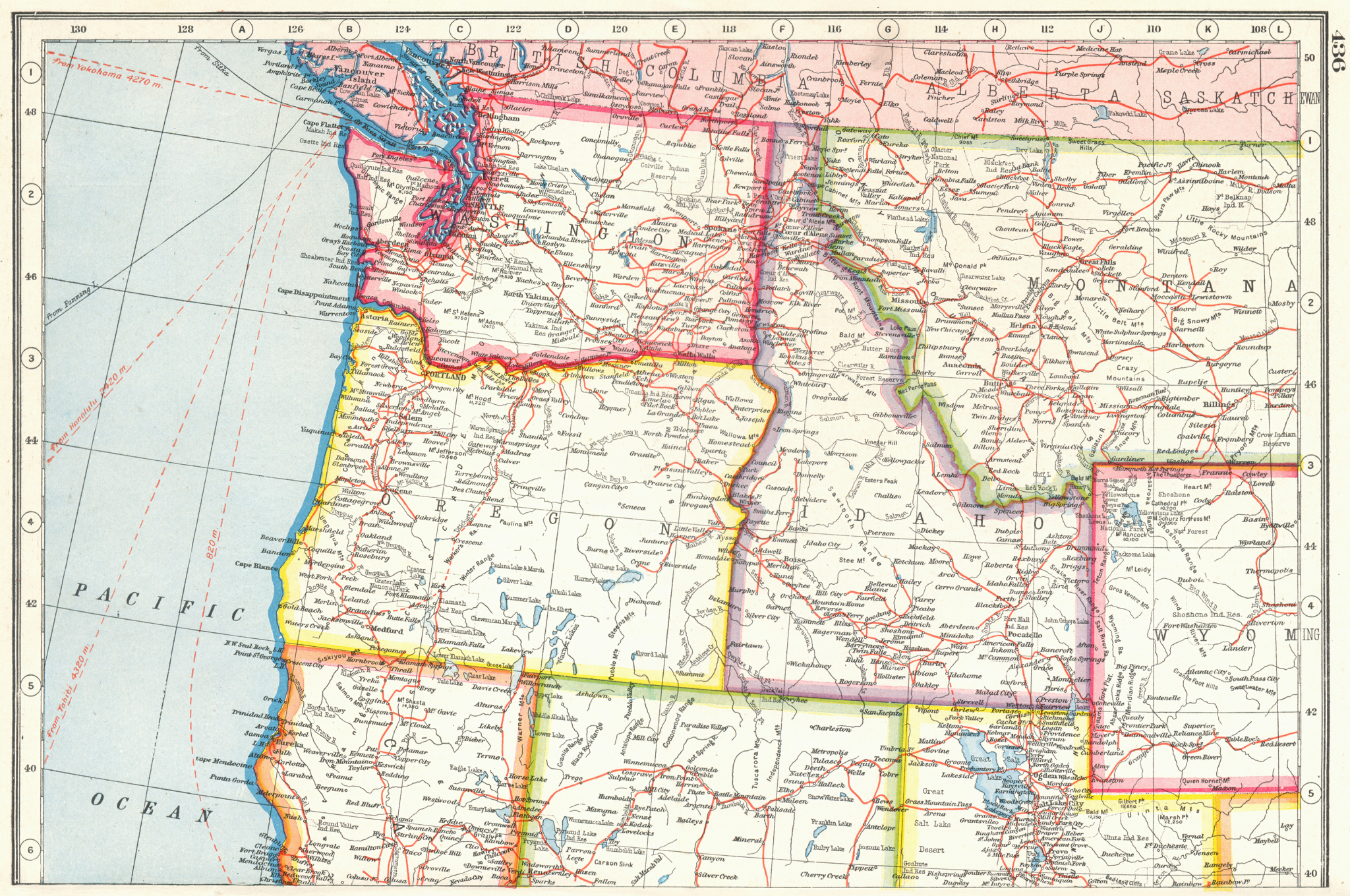 Associate Product USA PACIFIC NORTH WEST. Washington state Oregon Idaho Montana 1920 old map