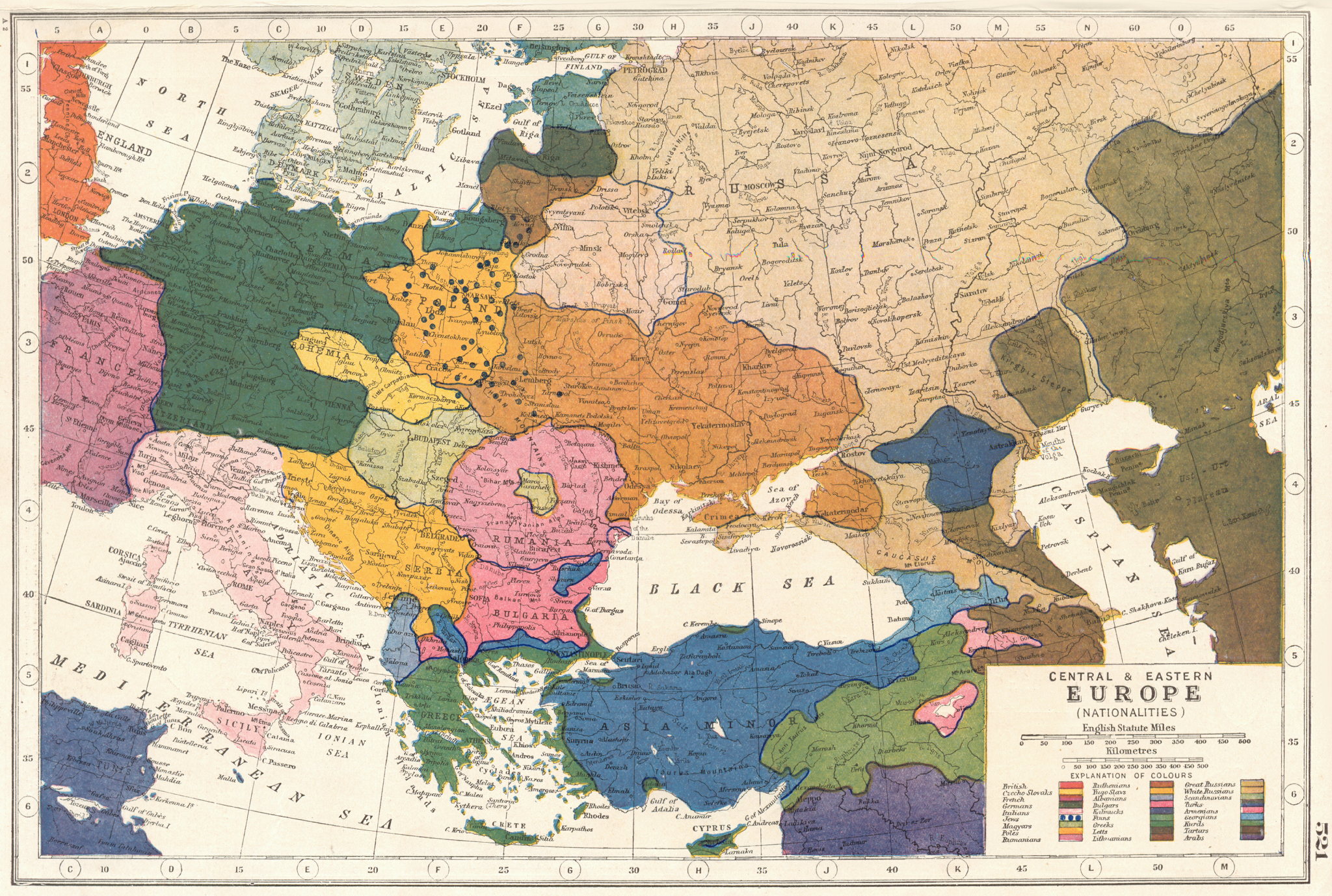 Associate Product EUROPE.Central & Eastern Europe (Nationalities). HARMSWORTH 1920 old map