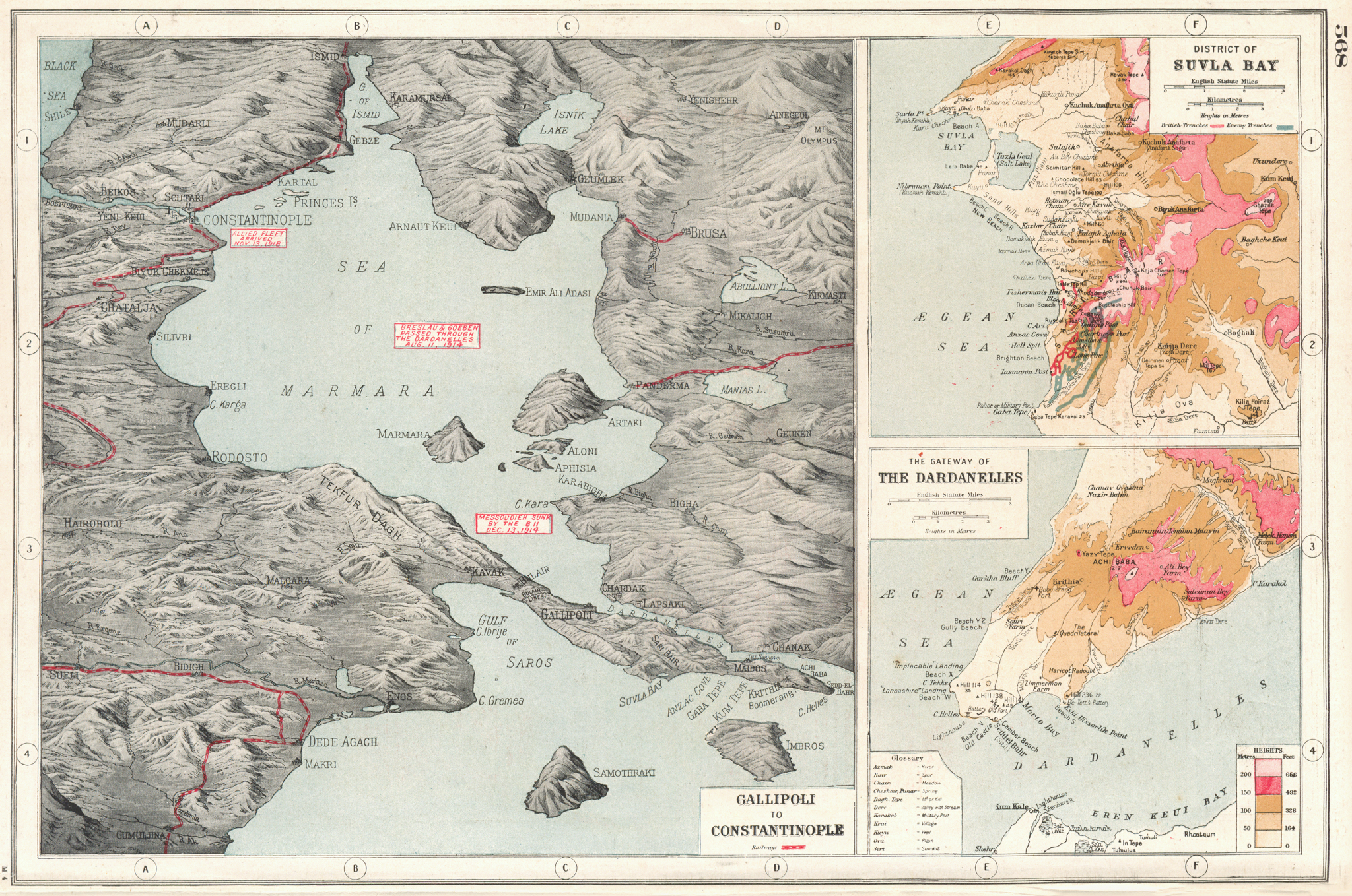 Associate Product TURKEY. World War 1. Gallipoli to Istanbul;Suvla Bay; Dardanelles 1920 old map
