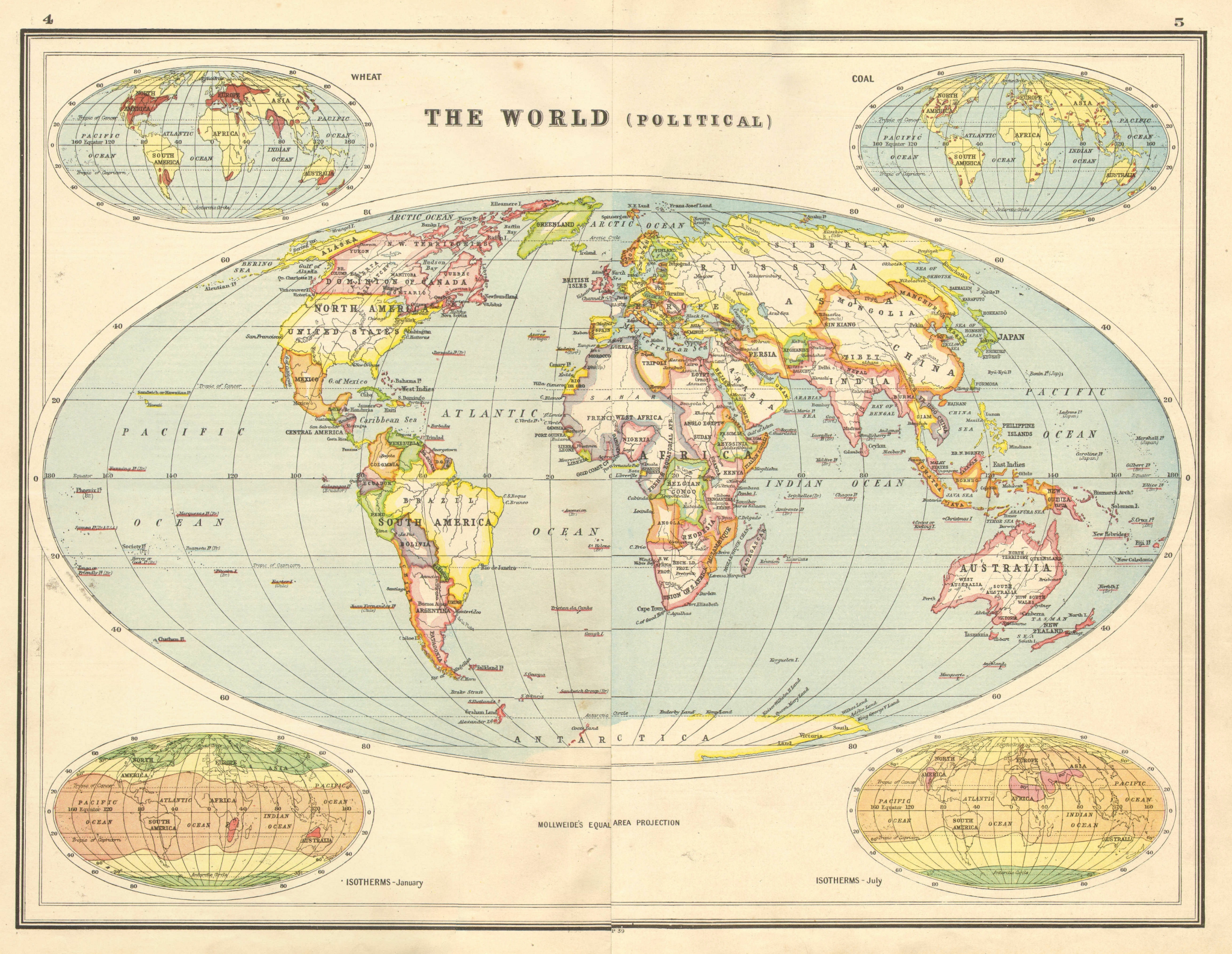 WORLD POLITICAL. Hejas Asir British Empire Chosen Rio de Oro Siam 1920 old map