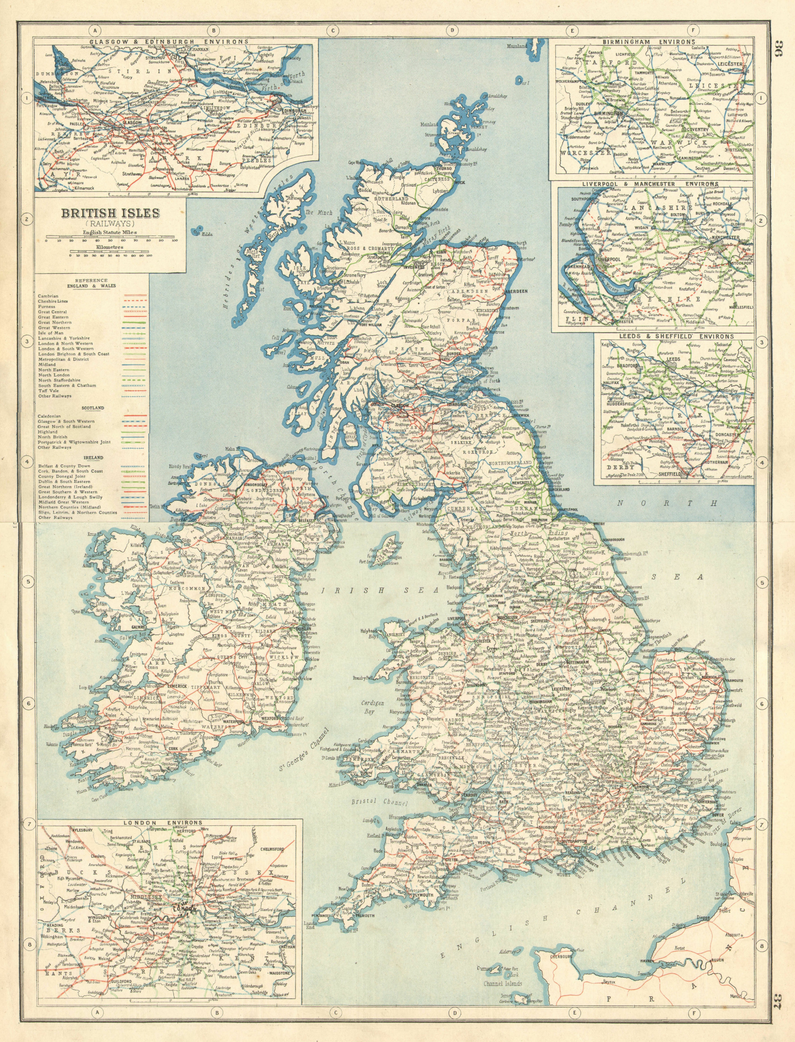 Associate Product BRITISH ISLES RAILWAYS. Showing each company's lines. HARMSWORTH 1920 old map