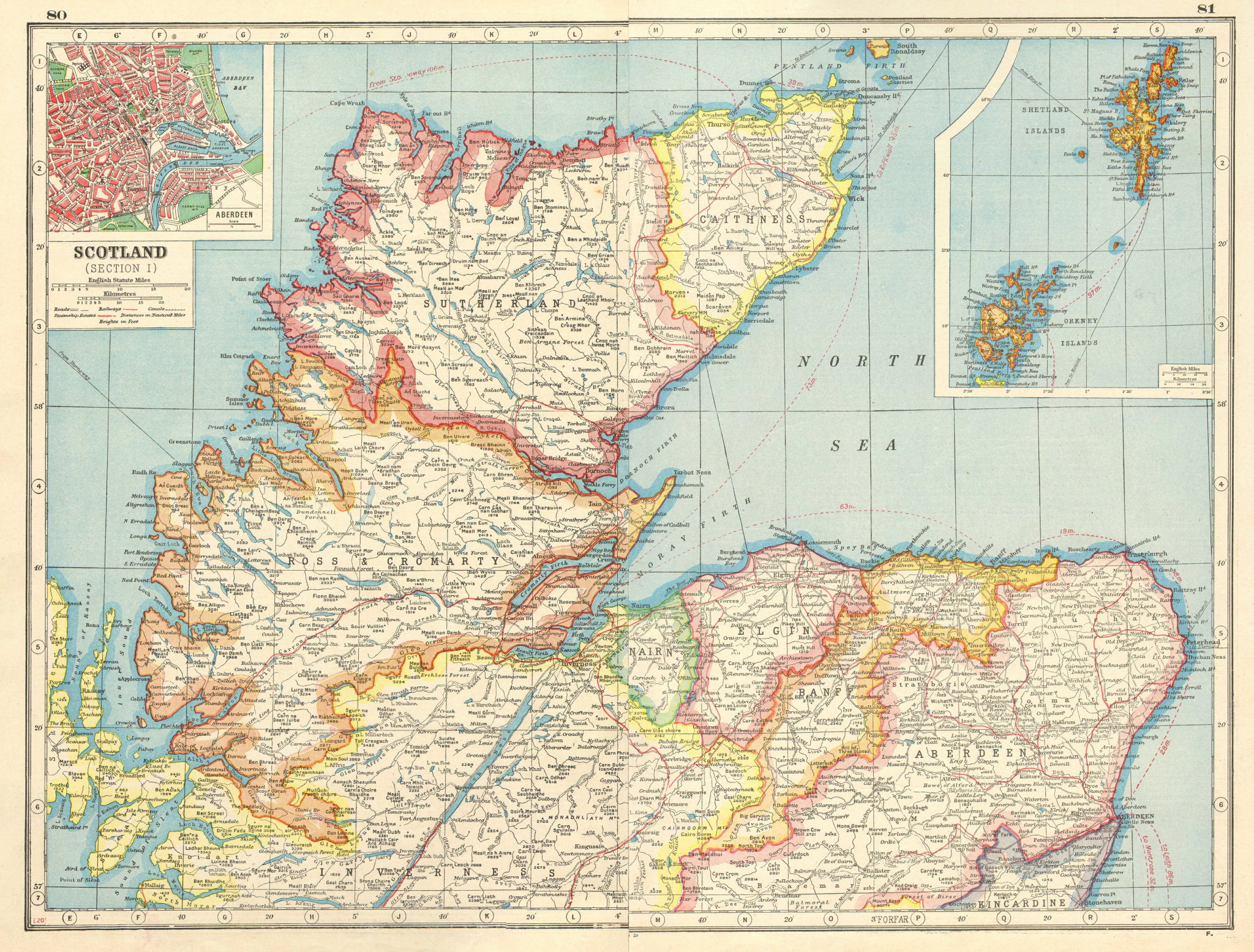 Associate Product SCOTLAND NORTH/HIGHLANDS. Sutherland Ross/Cromarty Caithness. Aberdeen 1920 map