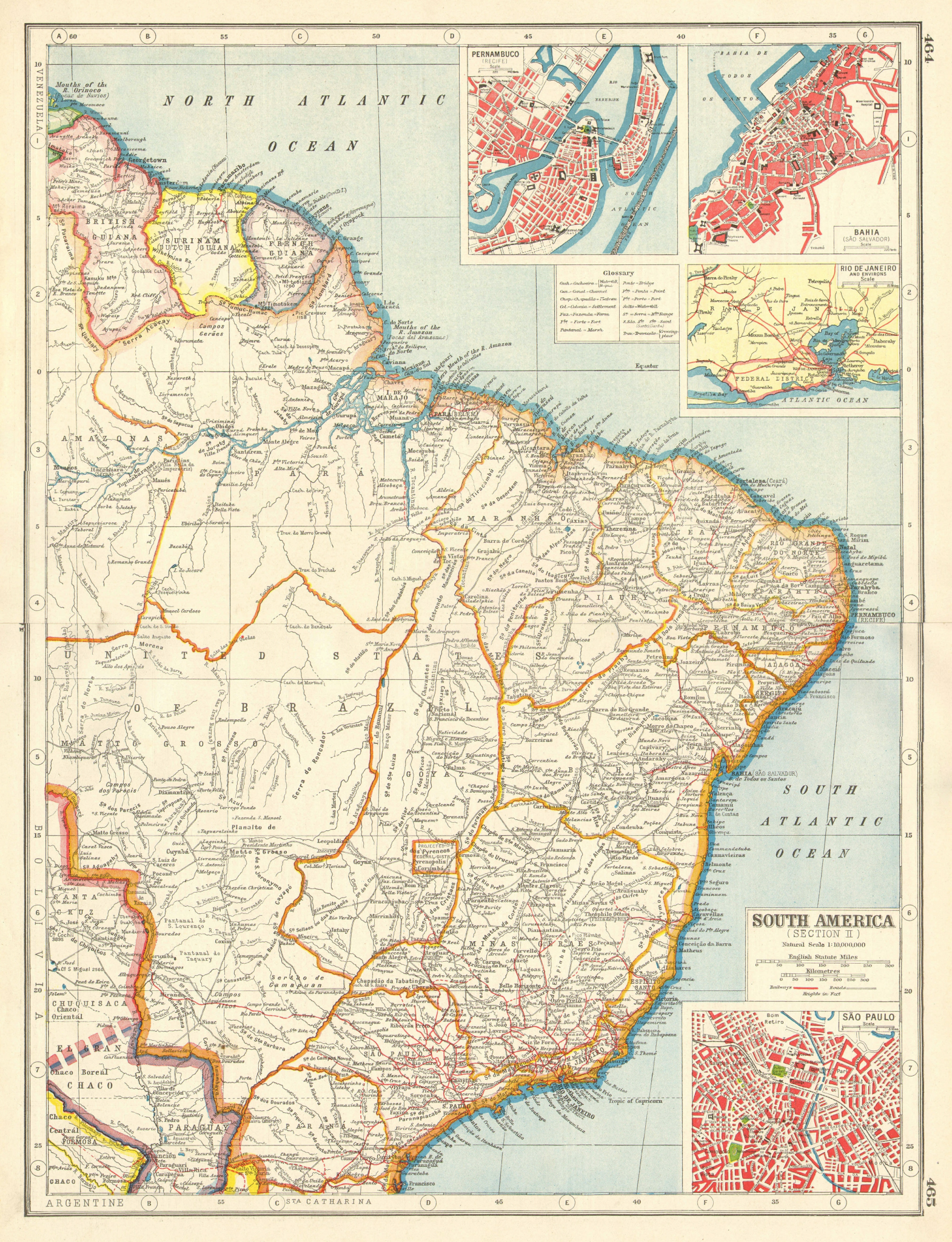 Associate Product BRAZIL. "Projected Federal District" Pernambuco Bahia Rio Sao Paulo 1920 map